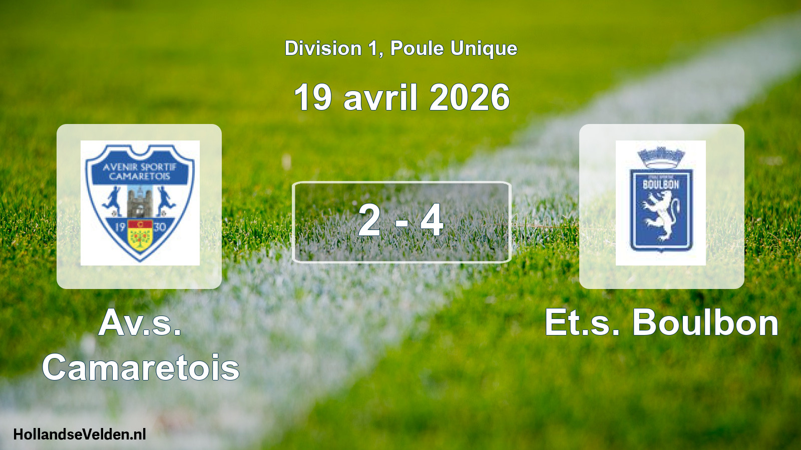 Total number of matches played: Av.s. Camaretois - Et.s. Boulbon 2 - 4 (19 April 2026)