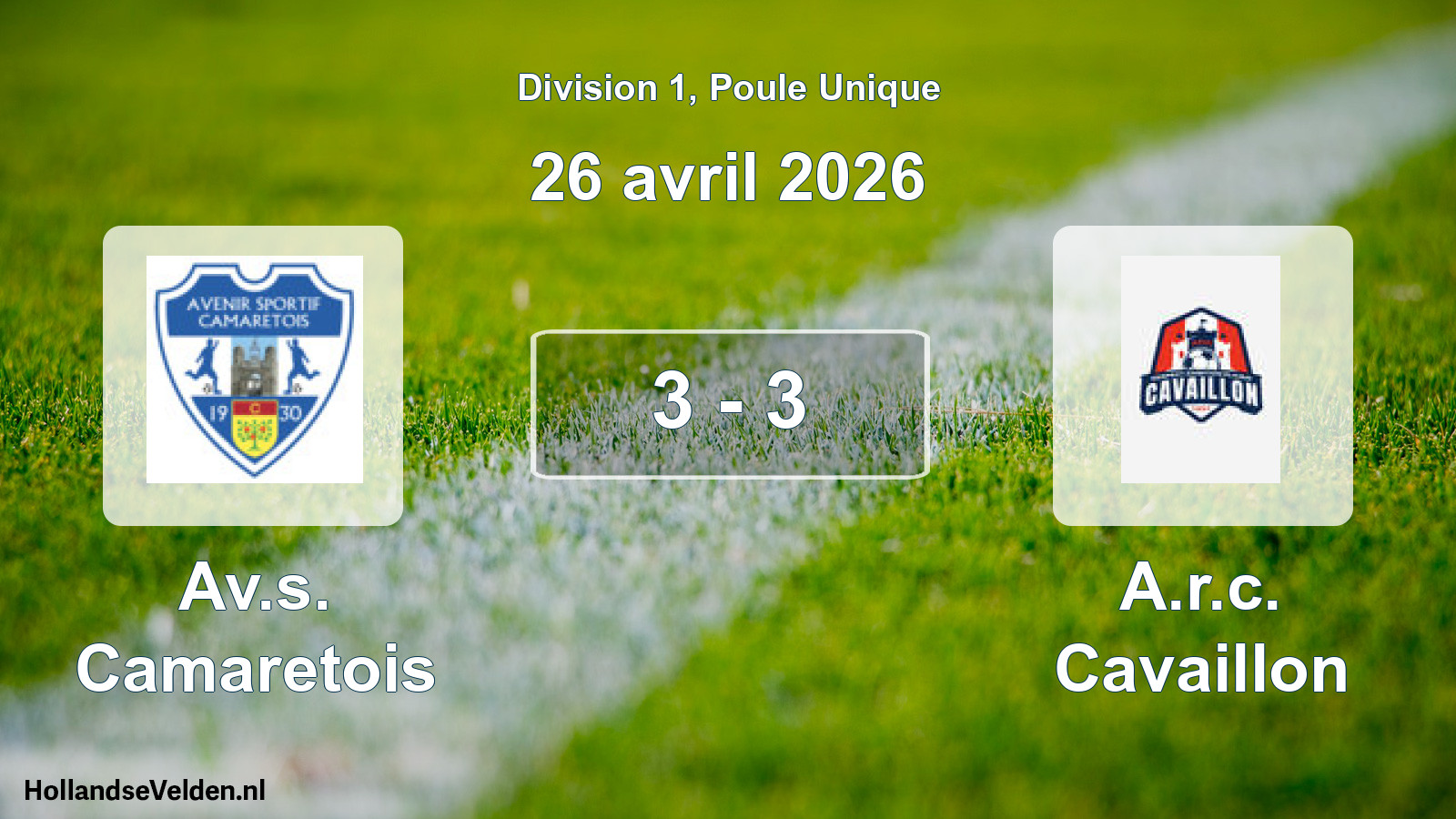 Total number of matches played: Av.s. Camaretois - A.r.c. Cavaillon 3 - 3 (26 April 2026)