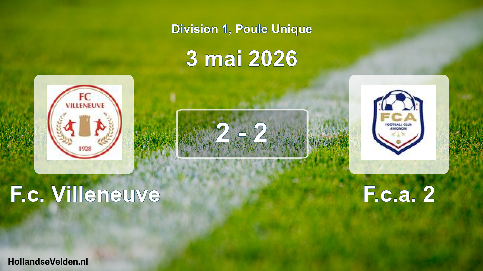 Match joué: F.c. Villeneuve - F.c.a. 2 2 - 2 (3 mai 2026)