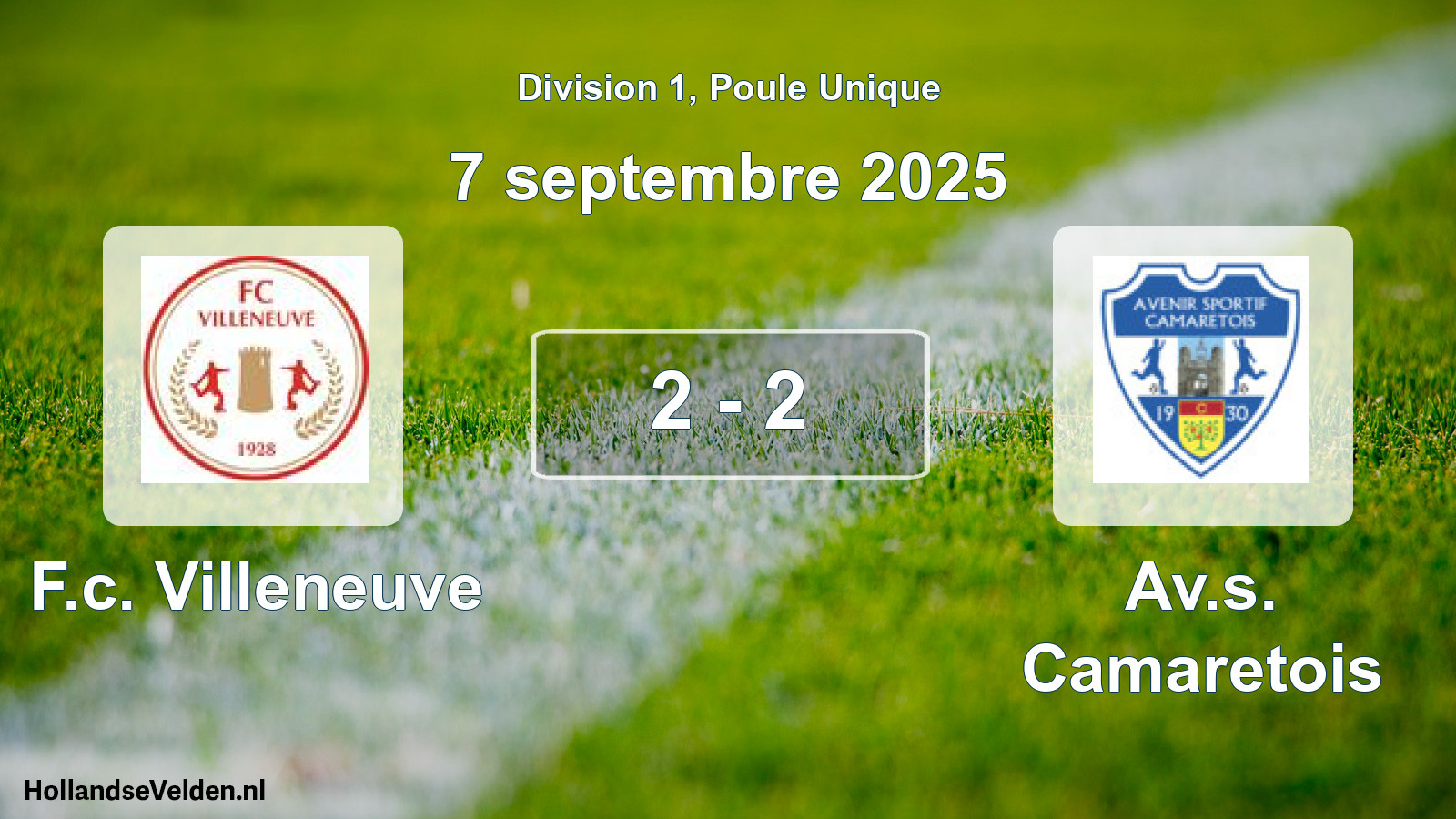 Match joué: F.c. Villeneuve - Av.s. Camaretois 2 - 2 (7 septembre 2025)
