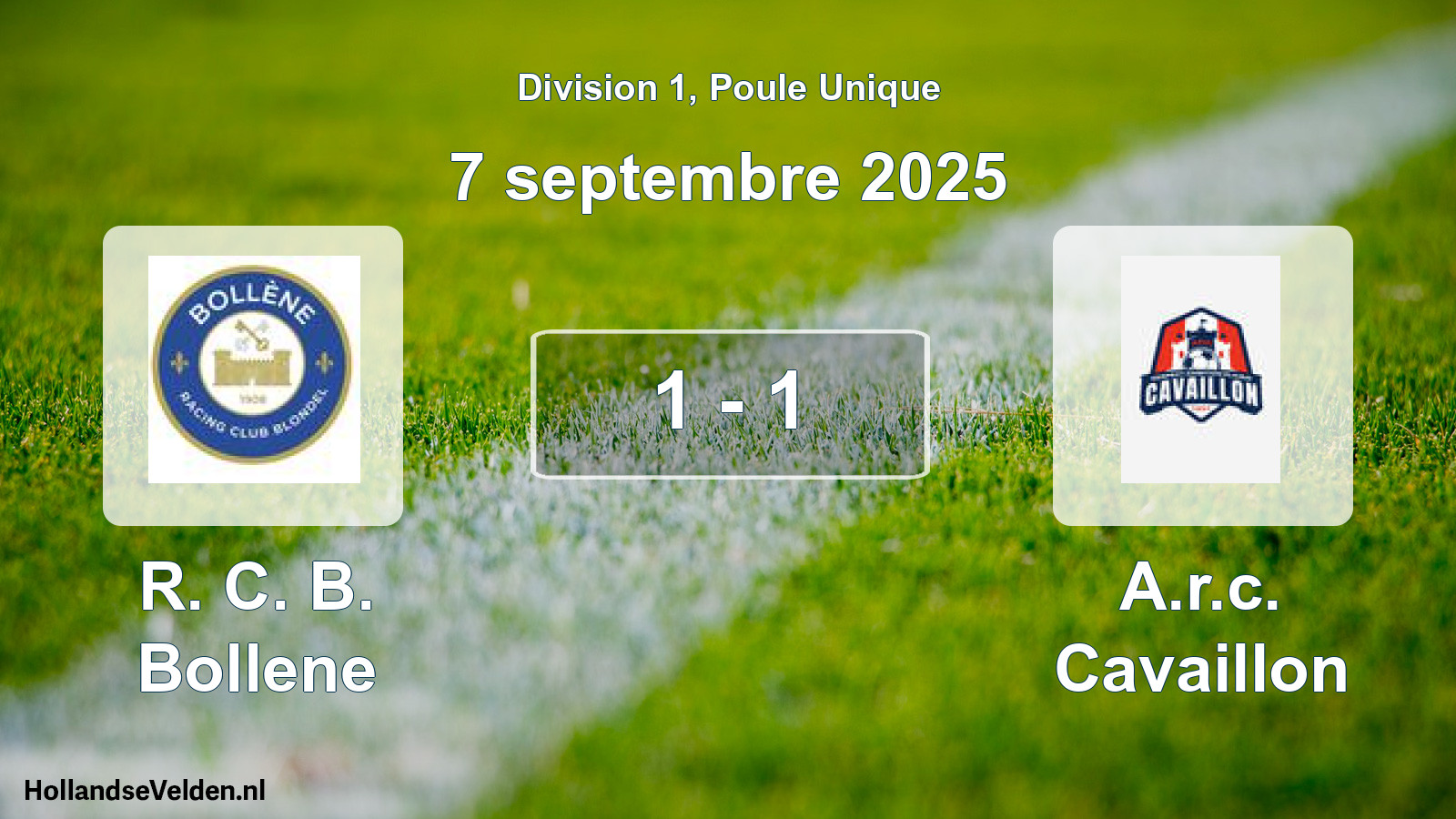 Match joué: R. C. B. Bollene - A.r.c. Cavaillon 1 - 1 (7 septembre 2025)