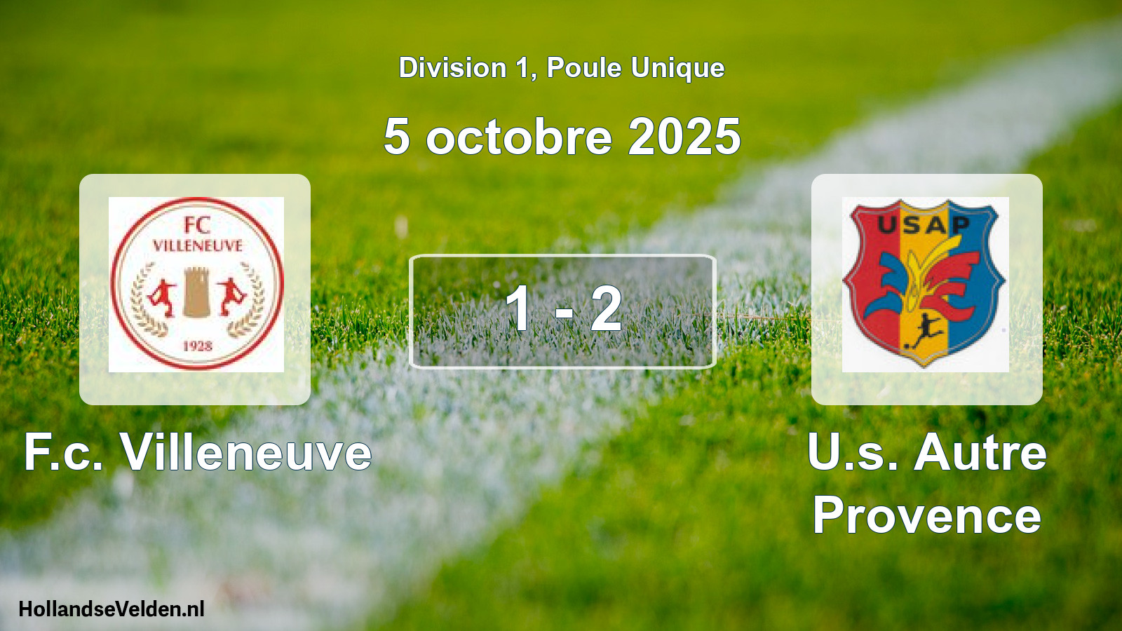 Total number of matches played: F.c. Villeneuve - U.s. Autre Provence 1 - 2 (5 October 2025)