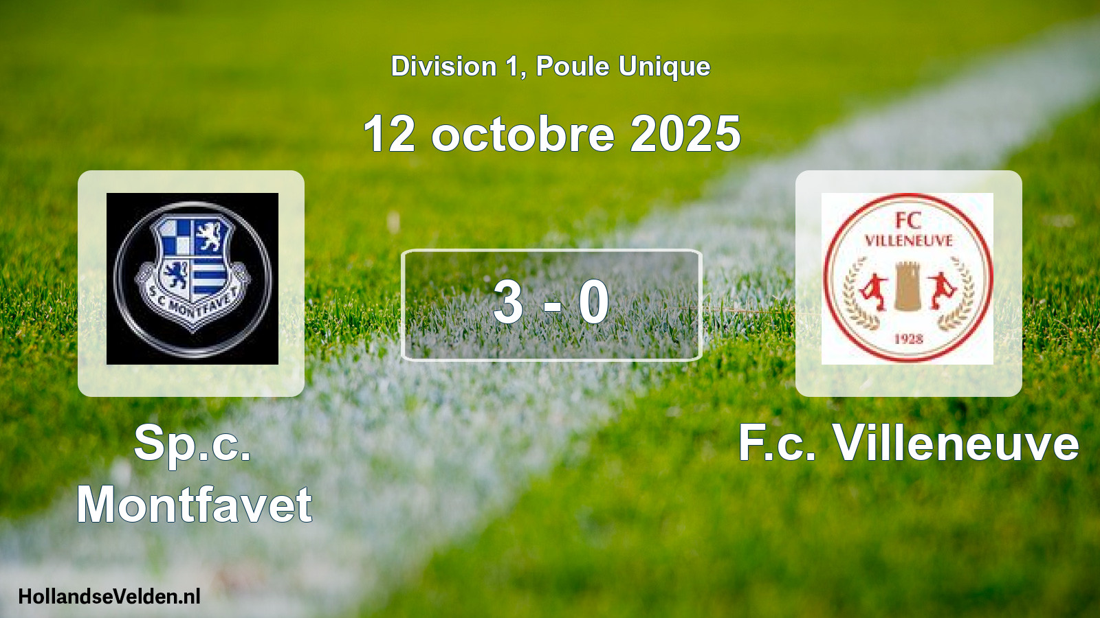 Match joué: Sp.c. Montfavet - F.c. Villeneuve 3 - 0 (12 octobre 2025)