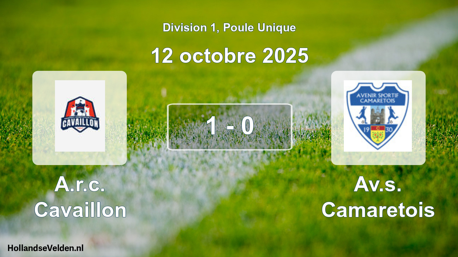 Total number of matches played: A.r.c. Cavaillon - Av.s. Camaretois 1 - 0 (12 October 2025)