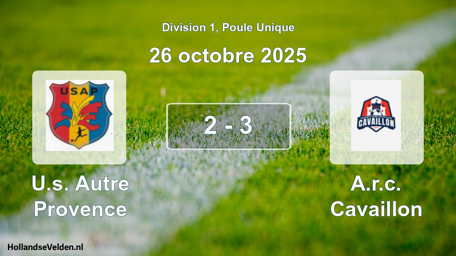 Total number of matches played: U.s. Autre Provence - A.r.c. Cavaillon 2 - 3 (26 October 2025)