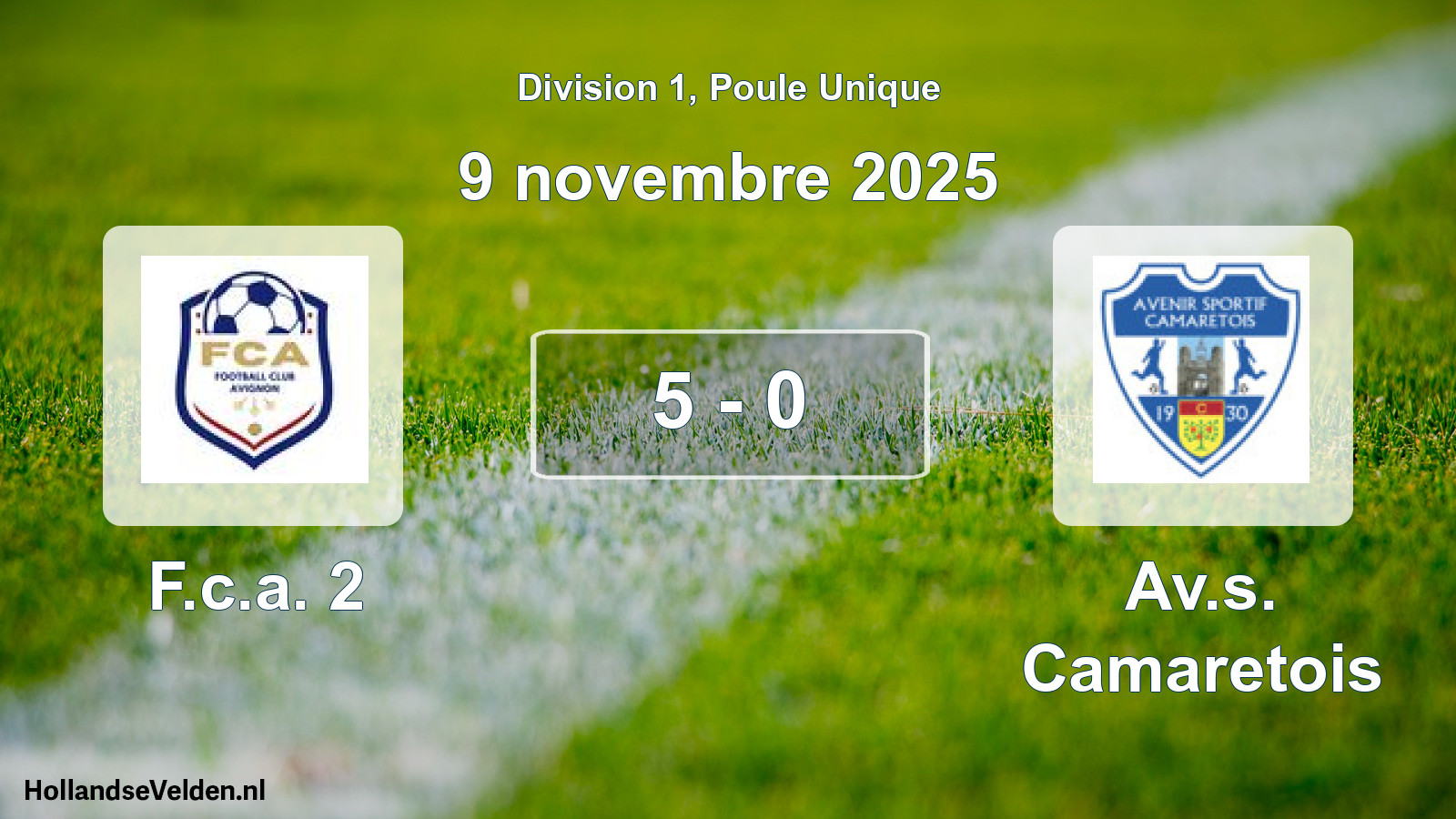 Match joué: F.c.a. 2 - Av.s. Camaretois 5 - 0 (9 novembre 2025)