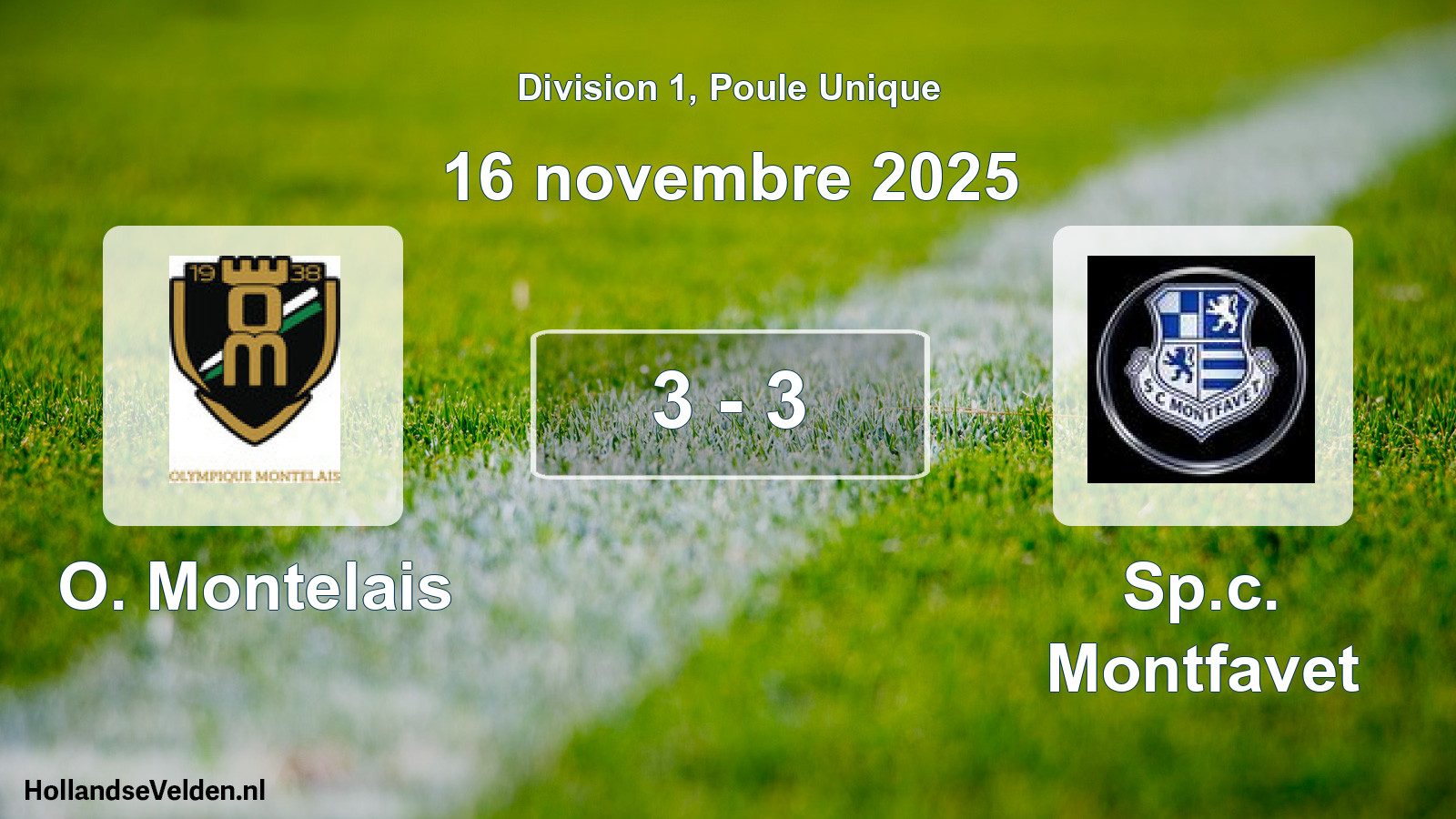 Match joué: O. Montelais - Sp.c. Montfavet 3 - 3 (16 novembre 2025)