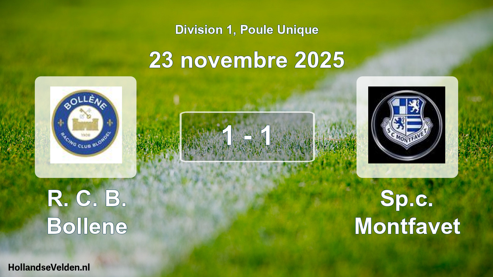 Match joué: R. C. B. Bollene - Sp.c. Montfavet 1 - 1 (23 novembre 2025)
