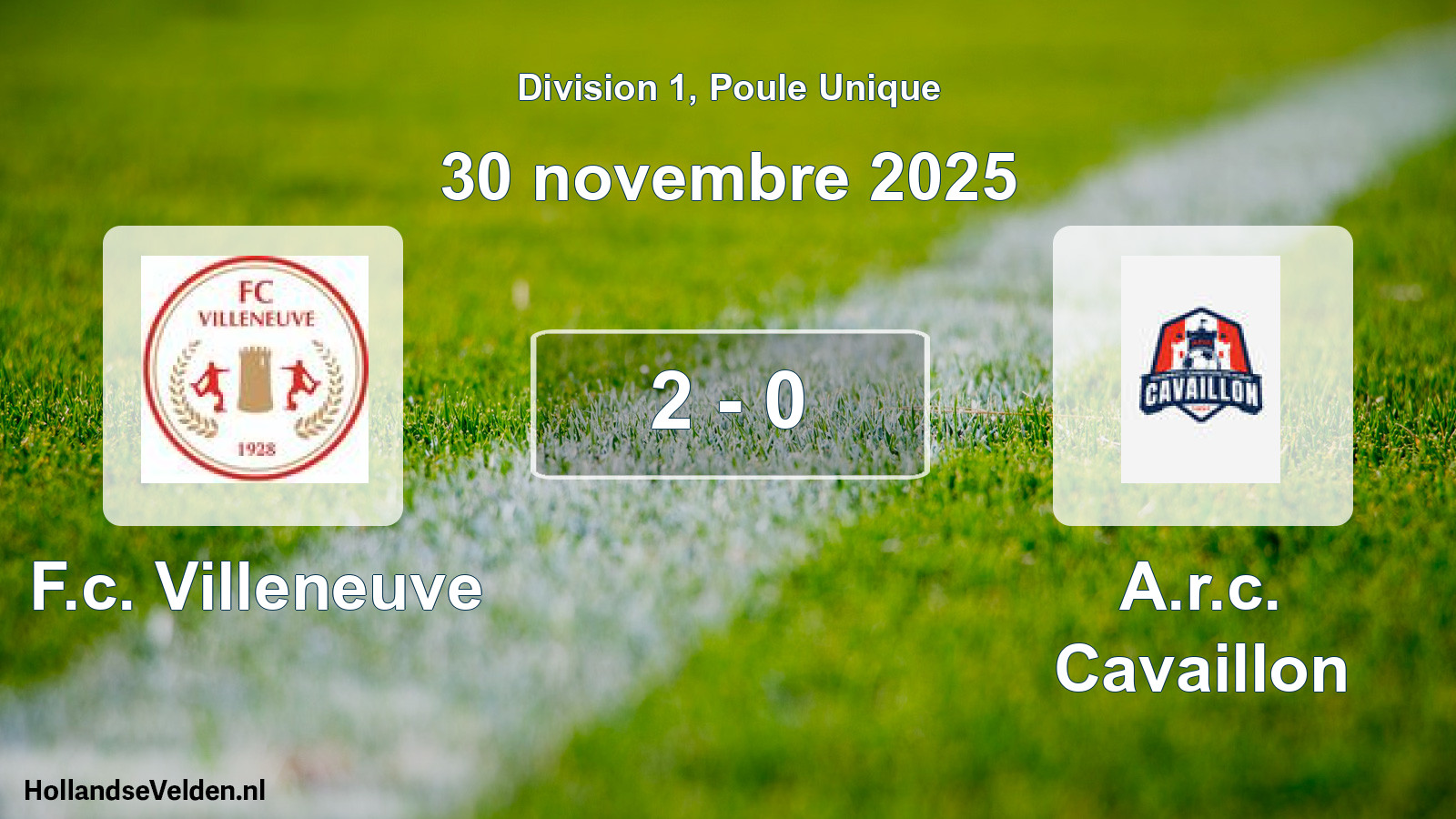 Total number of matches played: F.c. Villeneuve - A.r.c. Cavaillon 2 - 0 (30 November 2025)