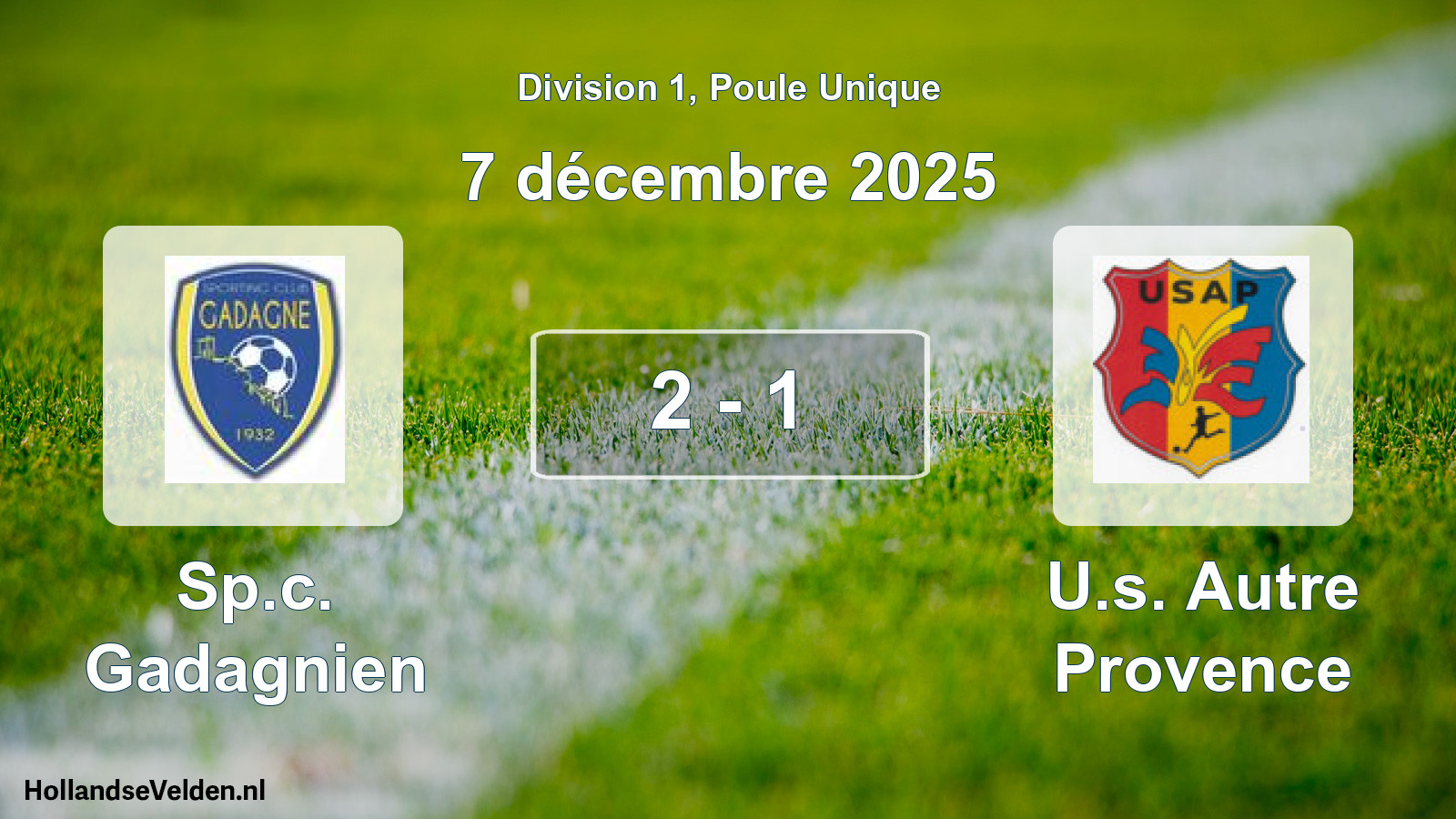 Total number of matches played: Sp.c. Gadagnien - U.s. Autre Provence 2 - 1 (7 December 2025)