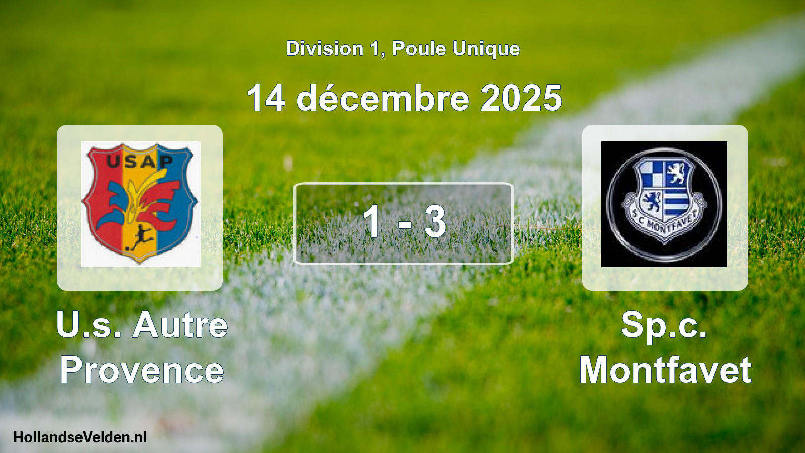 Match joué: U.s. Autre Provence - Sp.c. Montfavet 1 - 3 (14 décembre 2025)