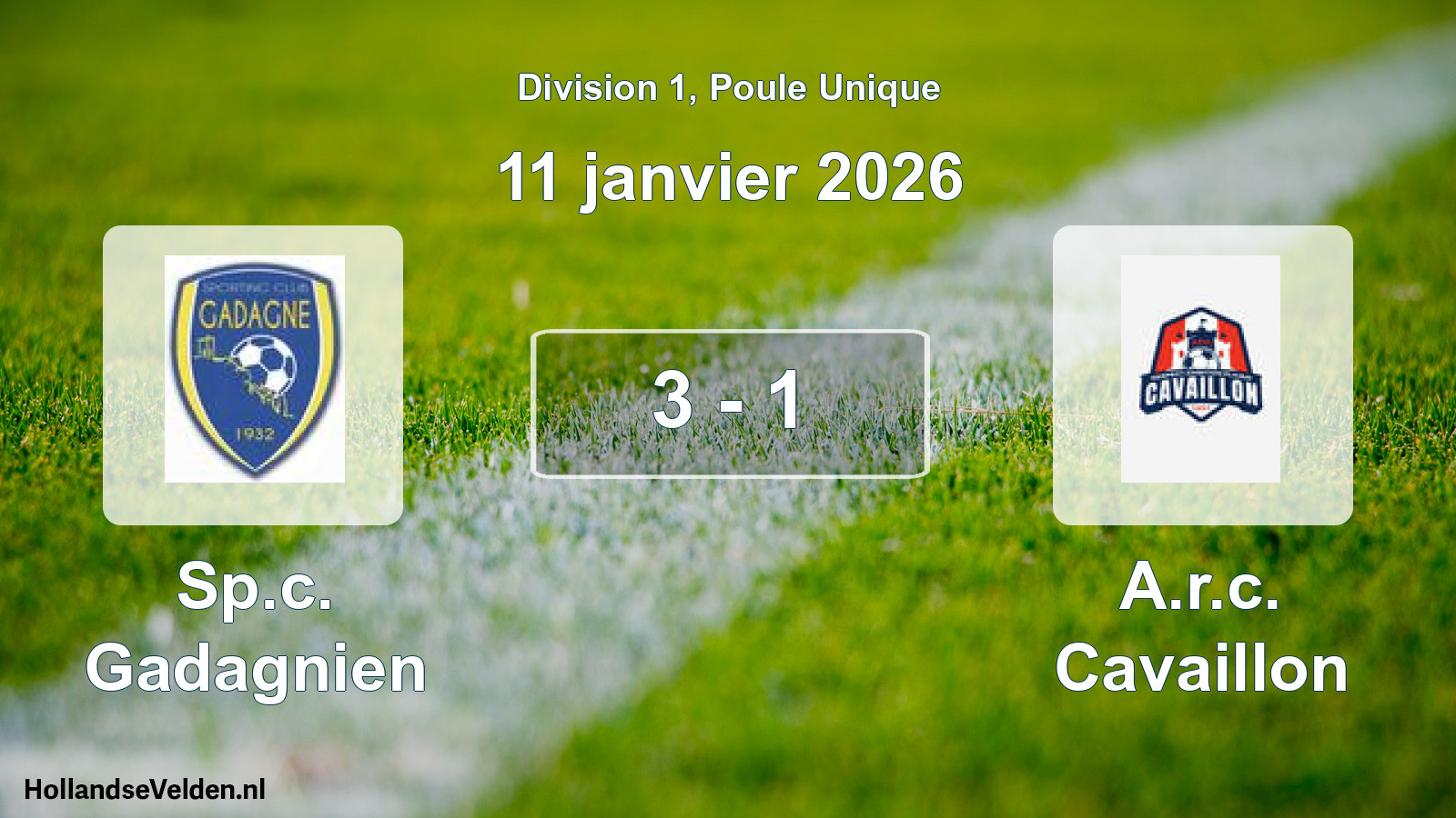 Total number of matches played: Sp.c. Gadagnien - A.r.c. Cavaillon 3 - 1 (11 January 2026)