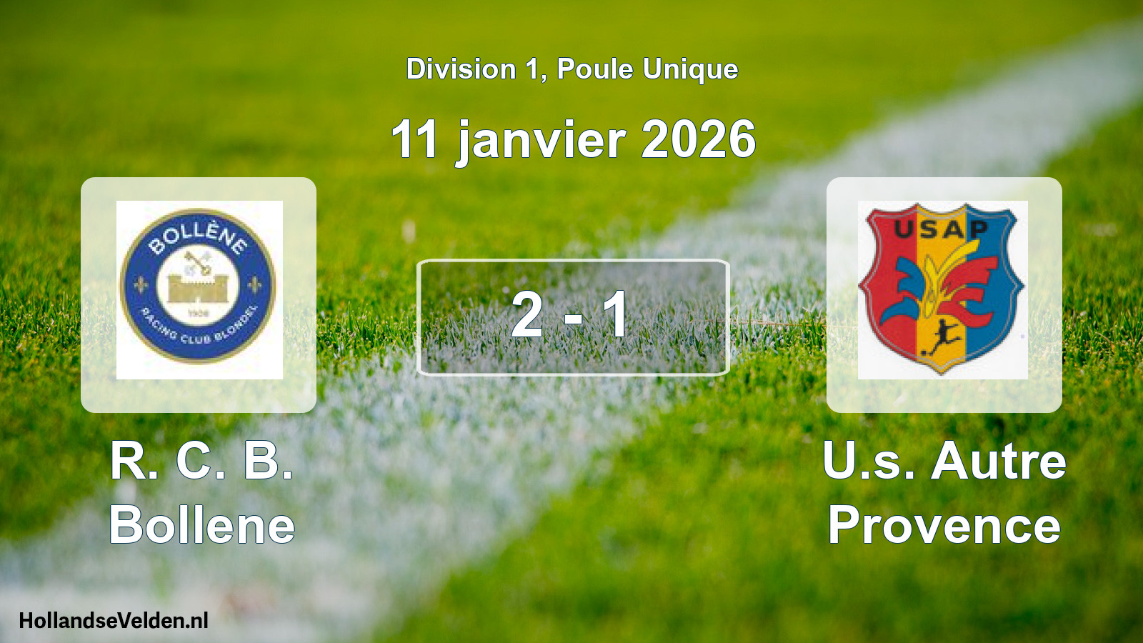 Total number of matches played: R. C. B. Bollene - U.s. Autre Provence 2 - 1 (11 January 2026)