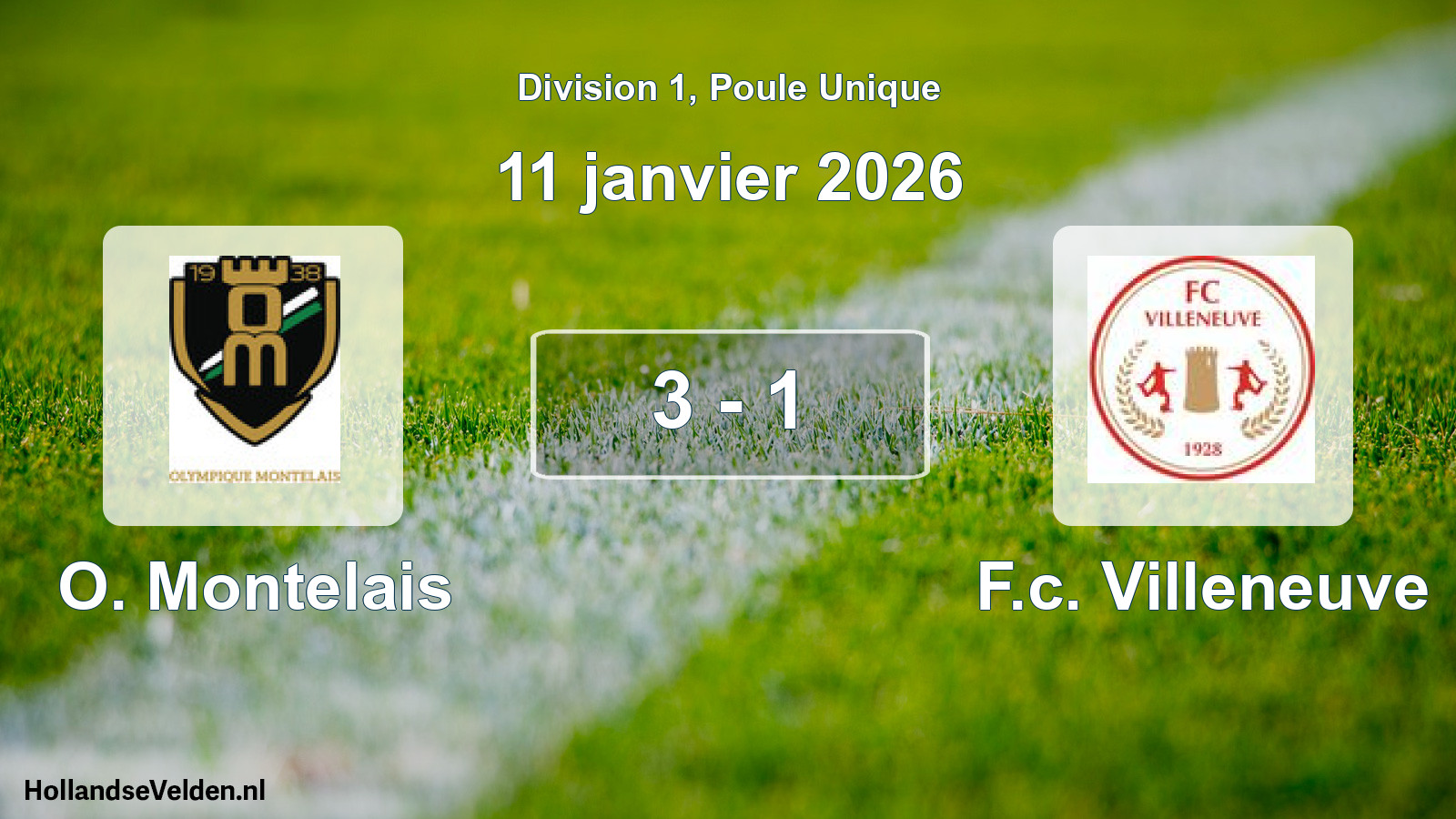 Total number of matches played: O. Montelais - F.c. Villeneuve 3 - 1 (11 January 2026)