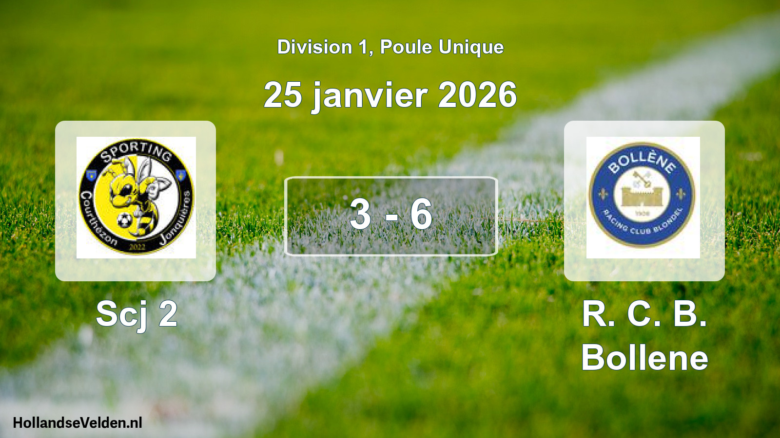 Total number of matches played: Scj 2 - R. C. B. Bollene 3 - 6 (25 January 2026)