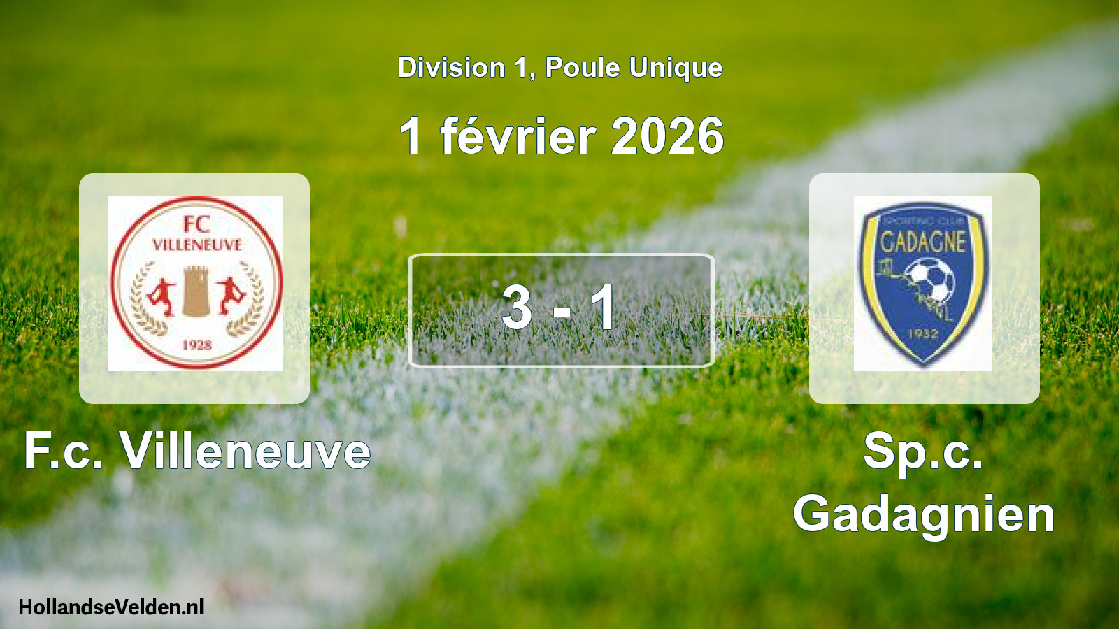 Match joué: F.c. Villeneuve - Sp.c. Gadagnien 3 - 1 (1 février 2026)