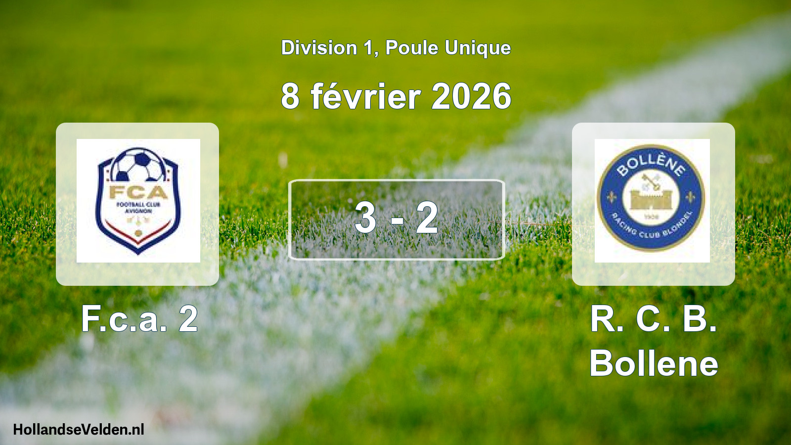 Total number of matches played: F.c.a. 2 - R. C. B. Bollene 3 - 2 (8 February 2026)