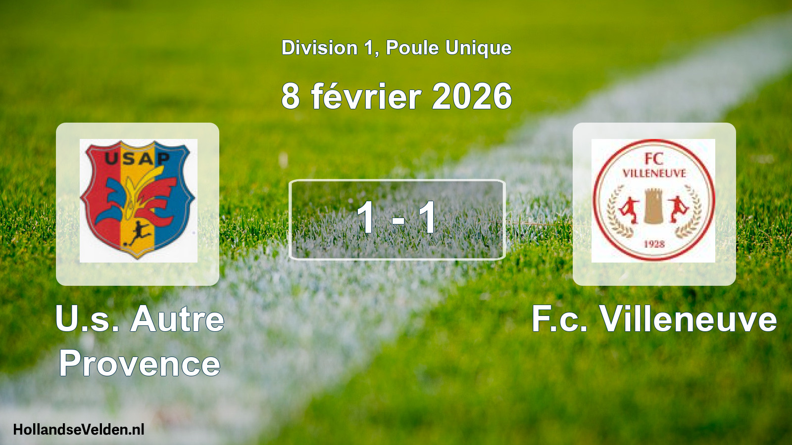 Match joué: U.s. Autre Provence - F.c. Villeneuve 1 - 1 (8 février 2026)