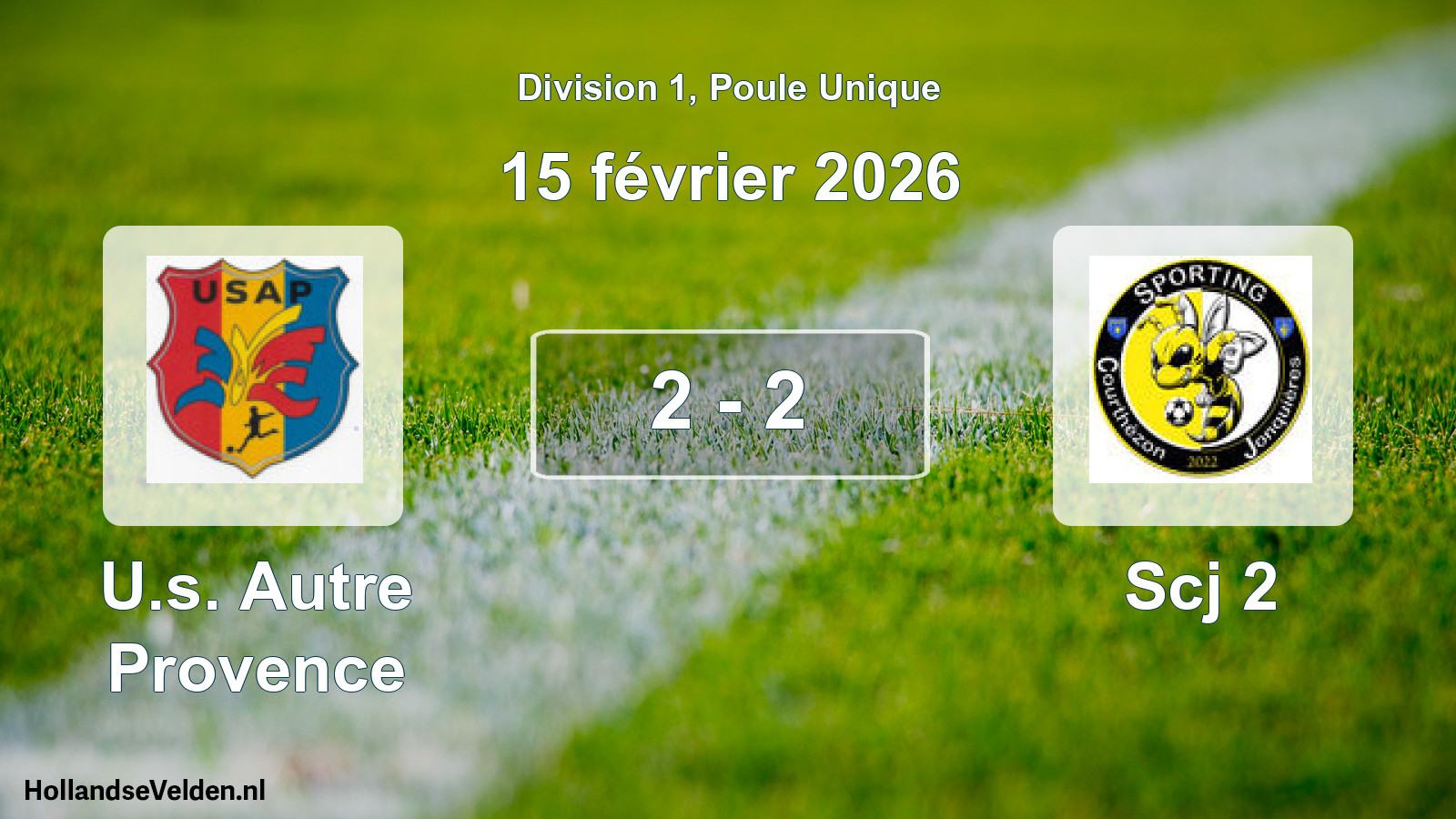 Total number of matches played: U.s. Autre Provence - Scj 2 2 - 2 (15 February 2026)