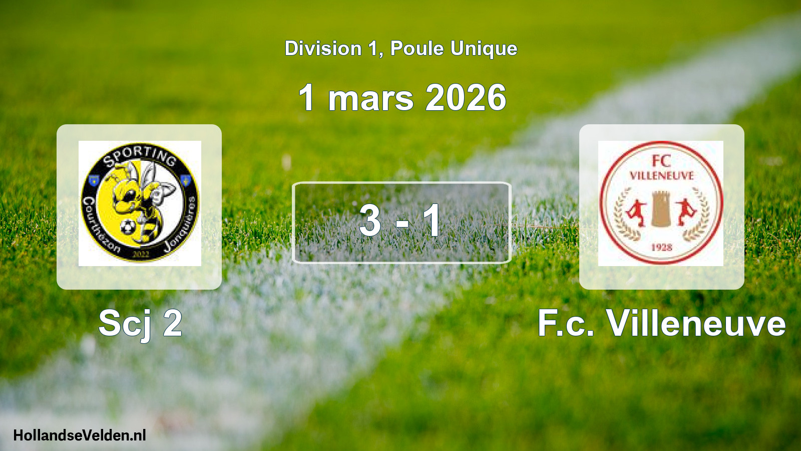 Match joué: Scj 2 - F.c. Villeneuve 3 - 1 (1 mars 2026)