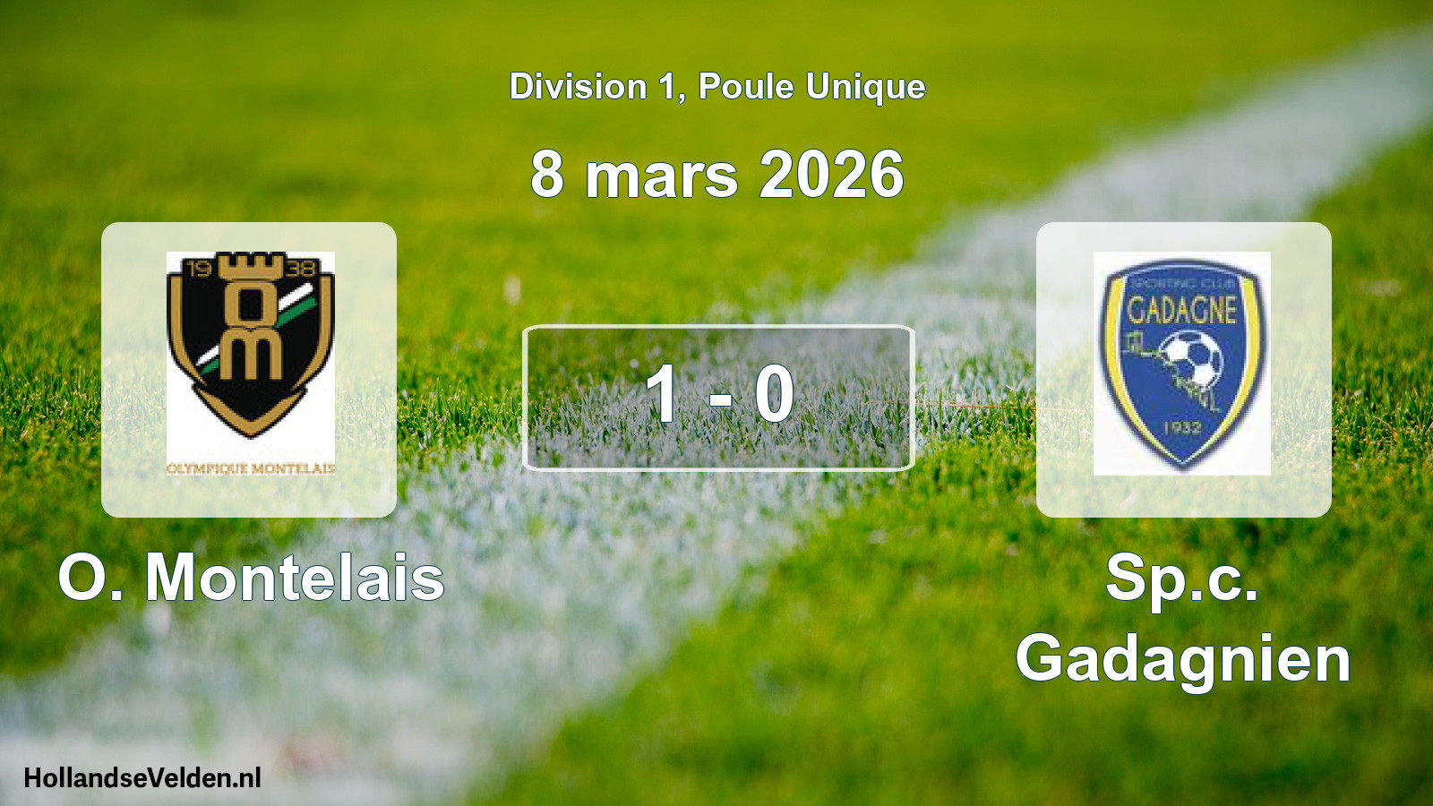 Match joué: O. Montelais - Sp.c. Gadagnien 1 - 0 (8 mars 2026)