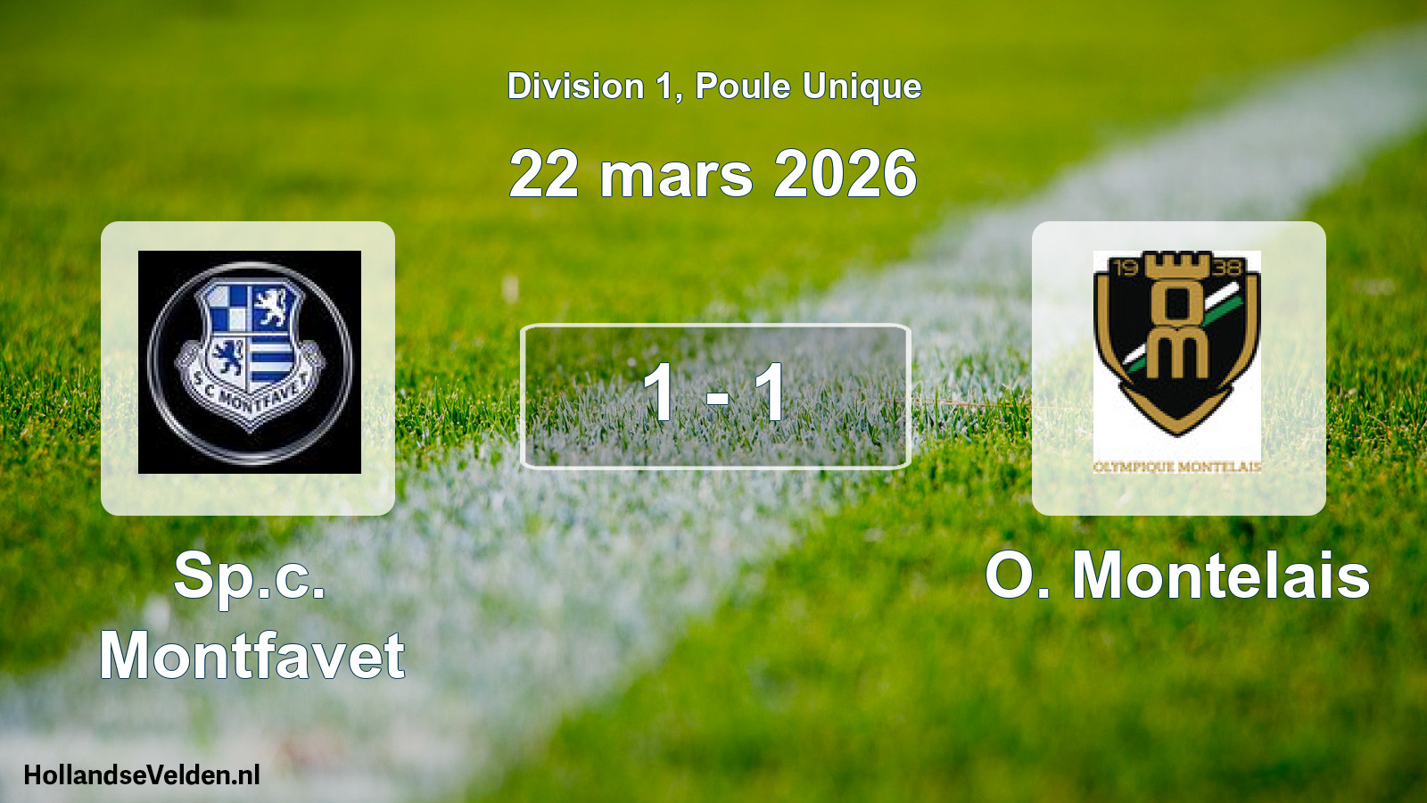 Match joué: Sp.c. Montfavet - O. Montelais 1 - 1 (22 mars 2026)