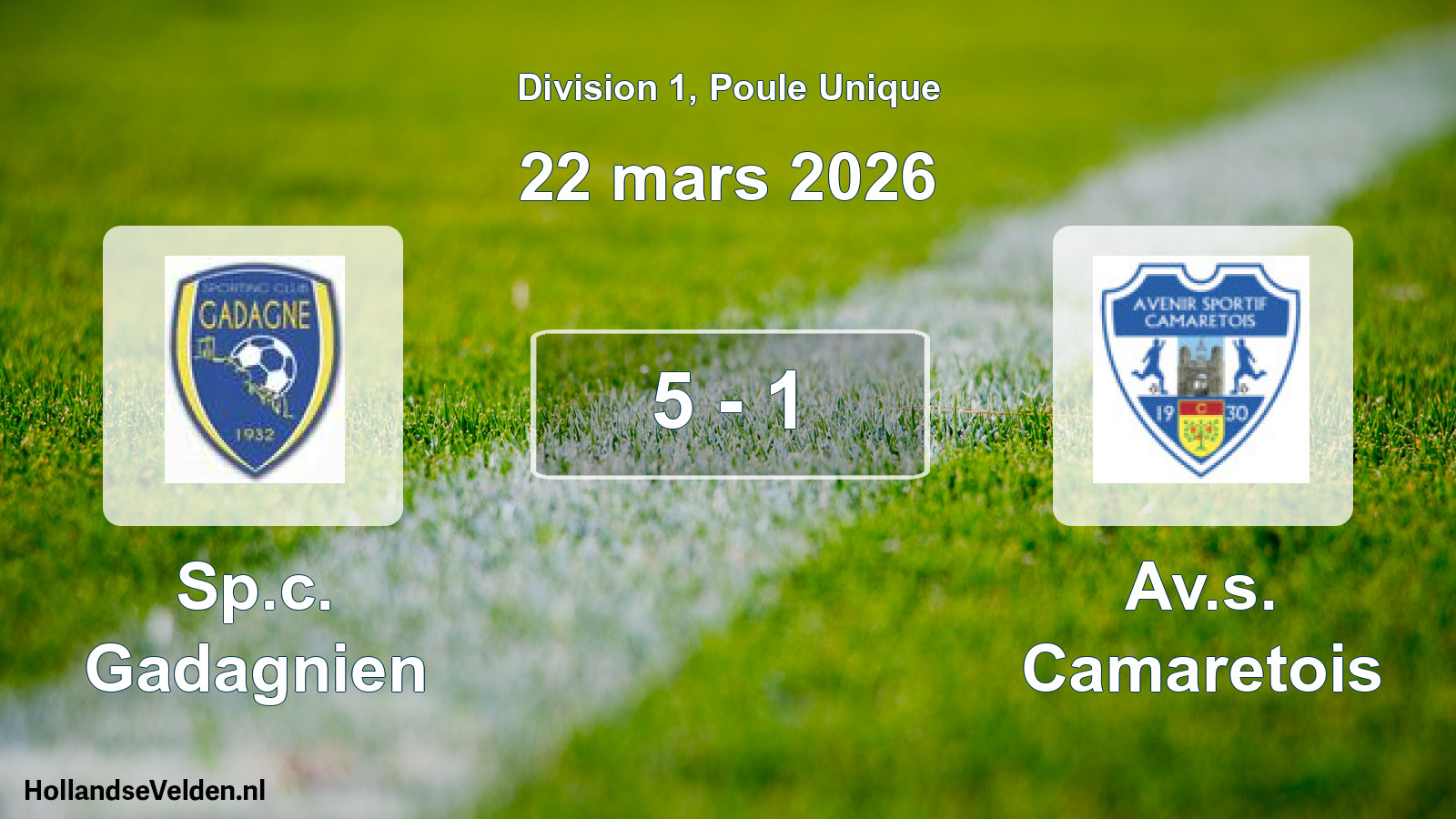 Total number of matches played: Sp.c. Gadagnien - Av.s. Camaretois 5 - 1 (22 March 2026)