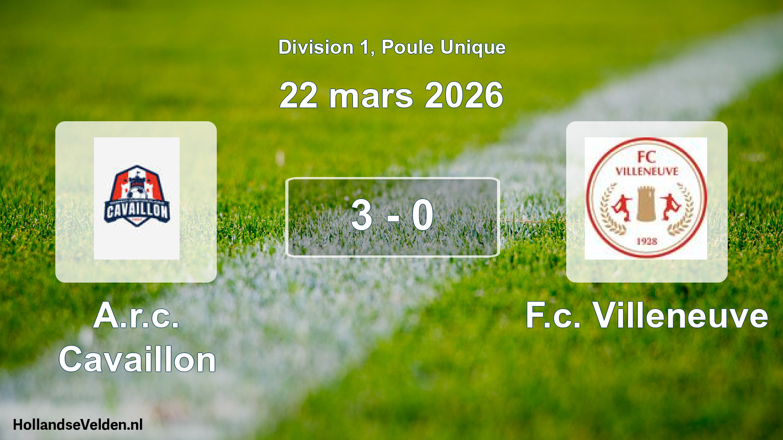 Total number of matches played: A.r.c. Cavaillon - F.c. Villeneuve 3 - 0 (22 March 2026)