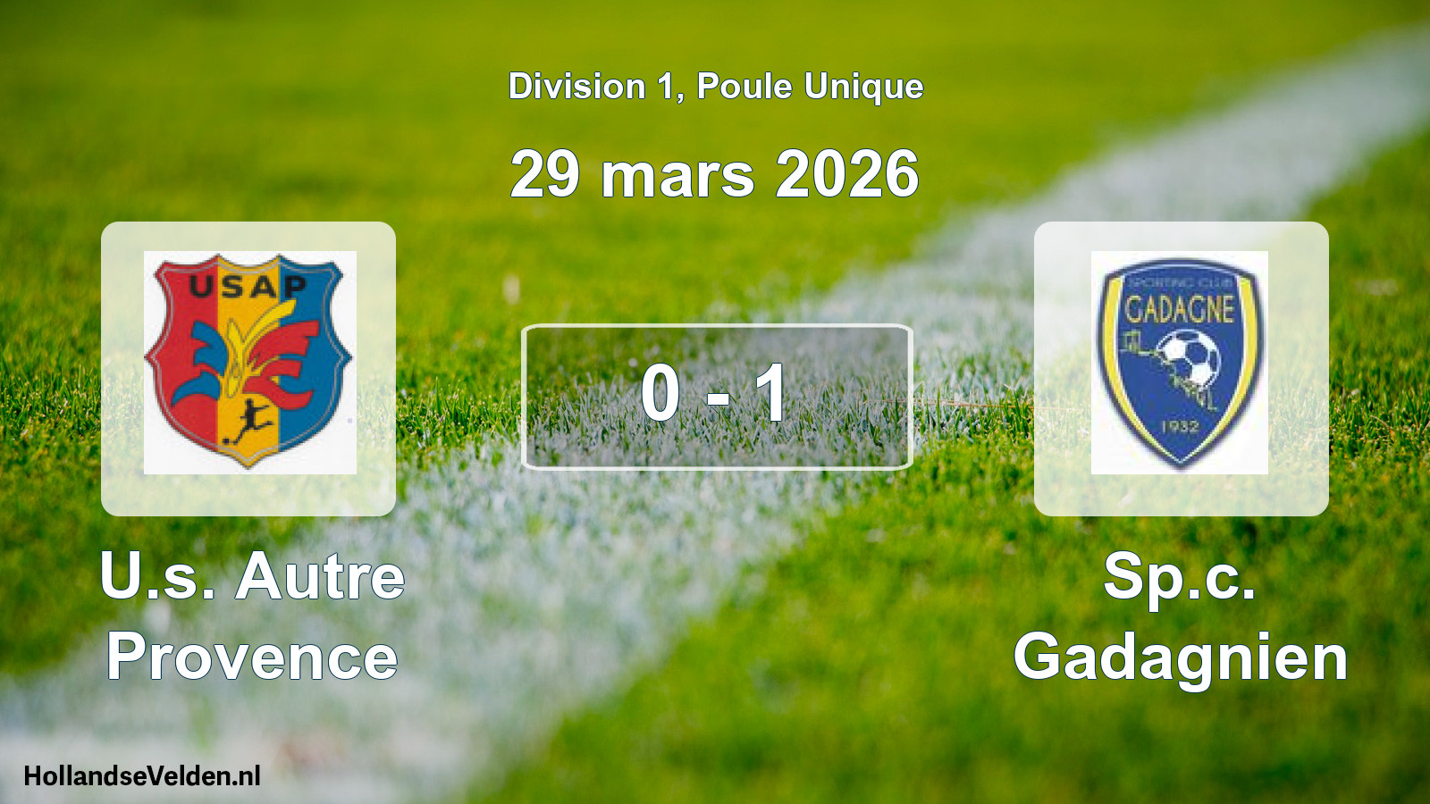 Total number of matches played: U.s. Autre Provence - Sp.c. Gadagnien 0 - 1 (29 March 2026)