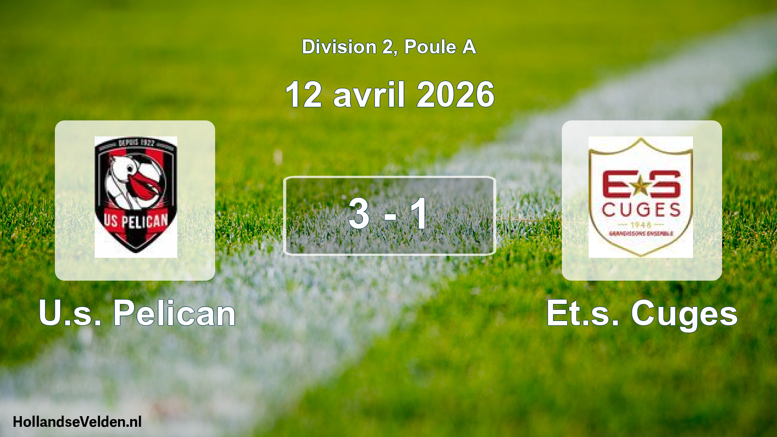 Match joué: U.s. Pelican - Et.s. Cuges 3 - 1 (12 avril 2026)