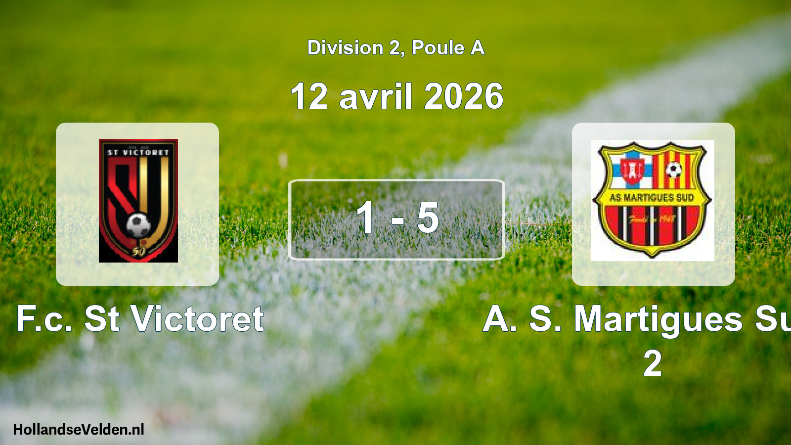 Match joué: F.c. St Victoret - A. S. Martigues Sud 2 1 - 5 (12 avril 2026)