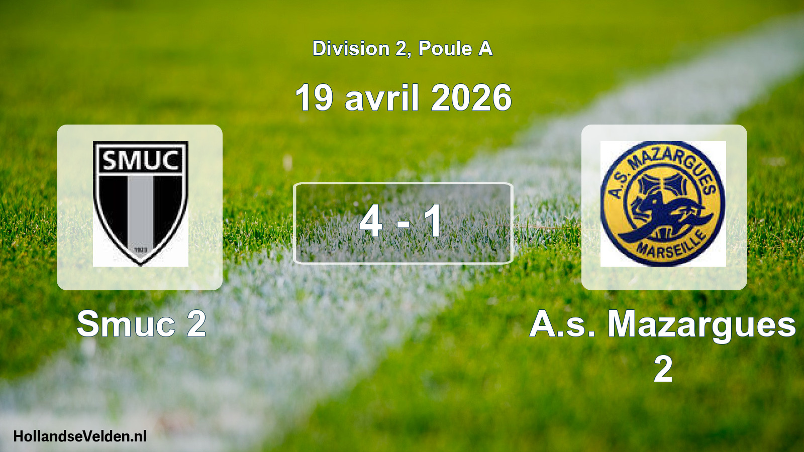 Match joué: Smuc 2 - A.s. Mazargues 2 4 - 1 (19 avril 2026)