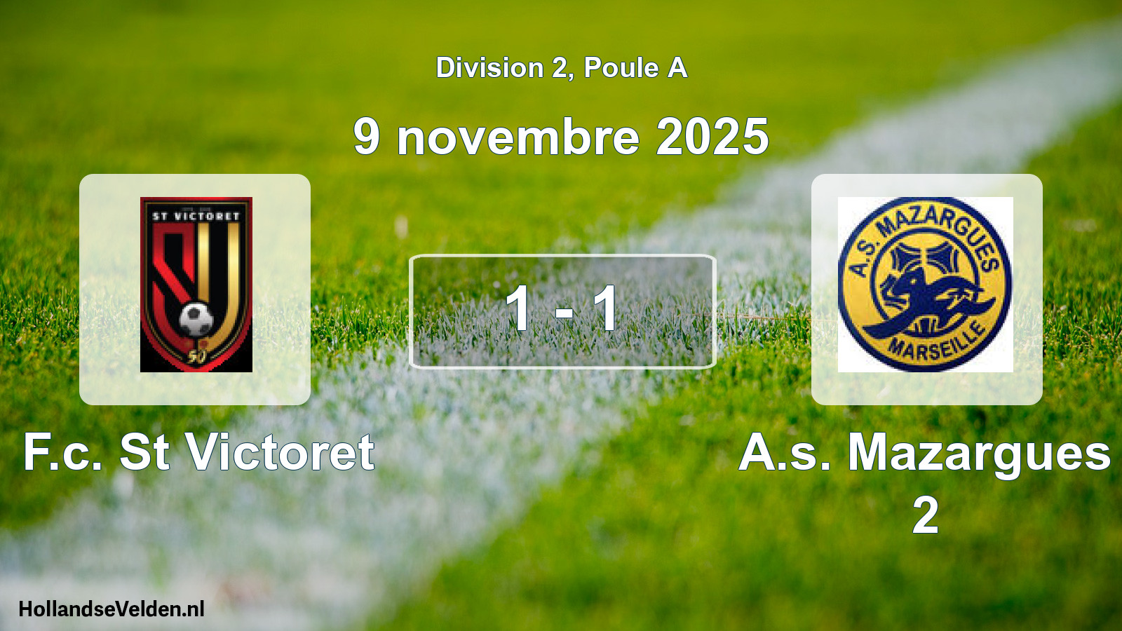 Match joué: F.c. St Victoret - A.s. Mazargues 2 1 - 1 (9 novembre 2025)