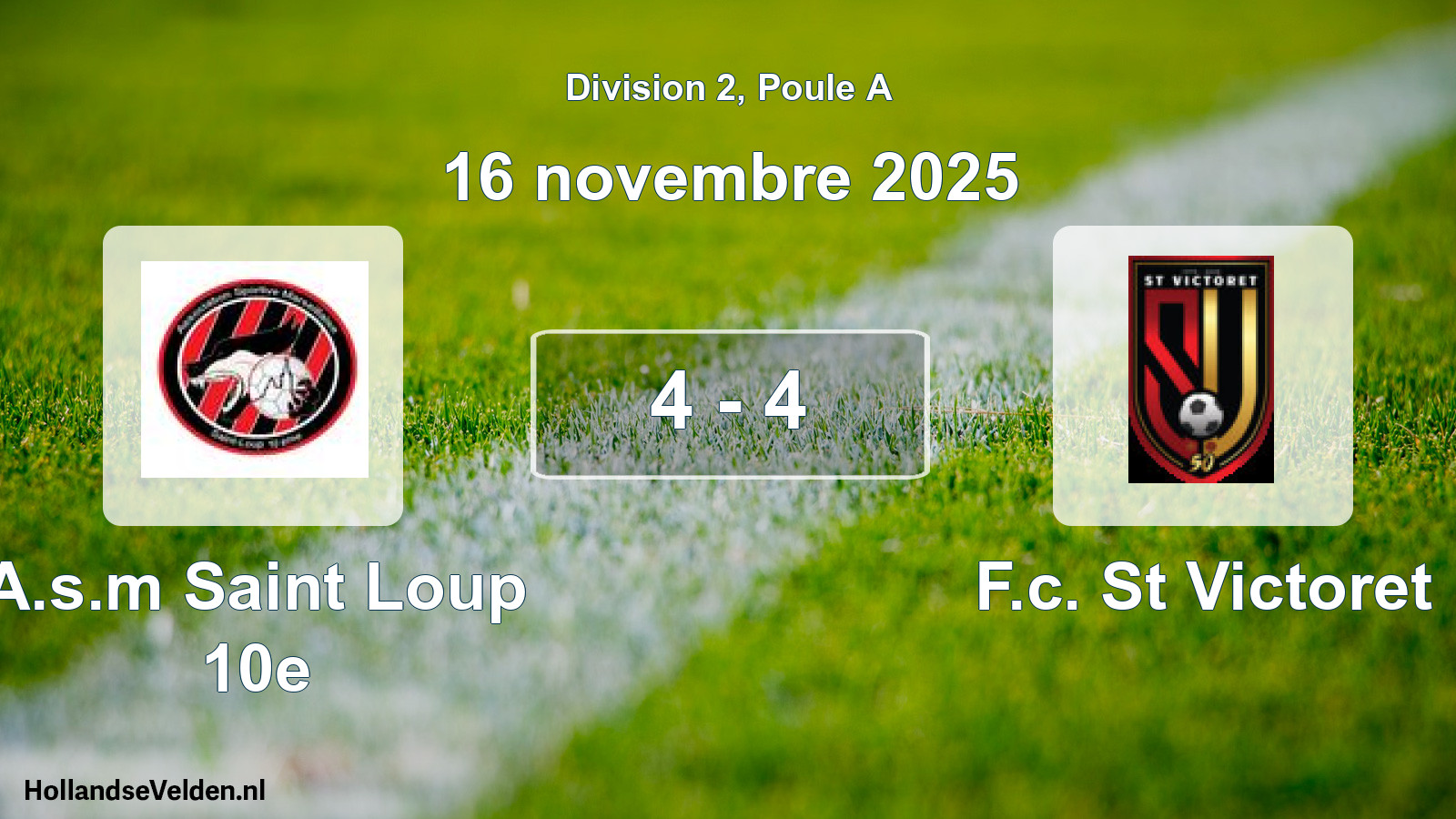 Match joué: A.s.m Saint Loup 10e - F.c. St Victoret 4 - 4 (16 novembre 2025)