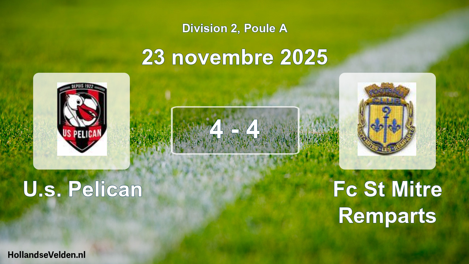 Match joué: U.s. Pelican - Fc St Mitre Remparts 4 - 4 (23 novembre 2025)