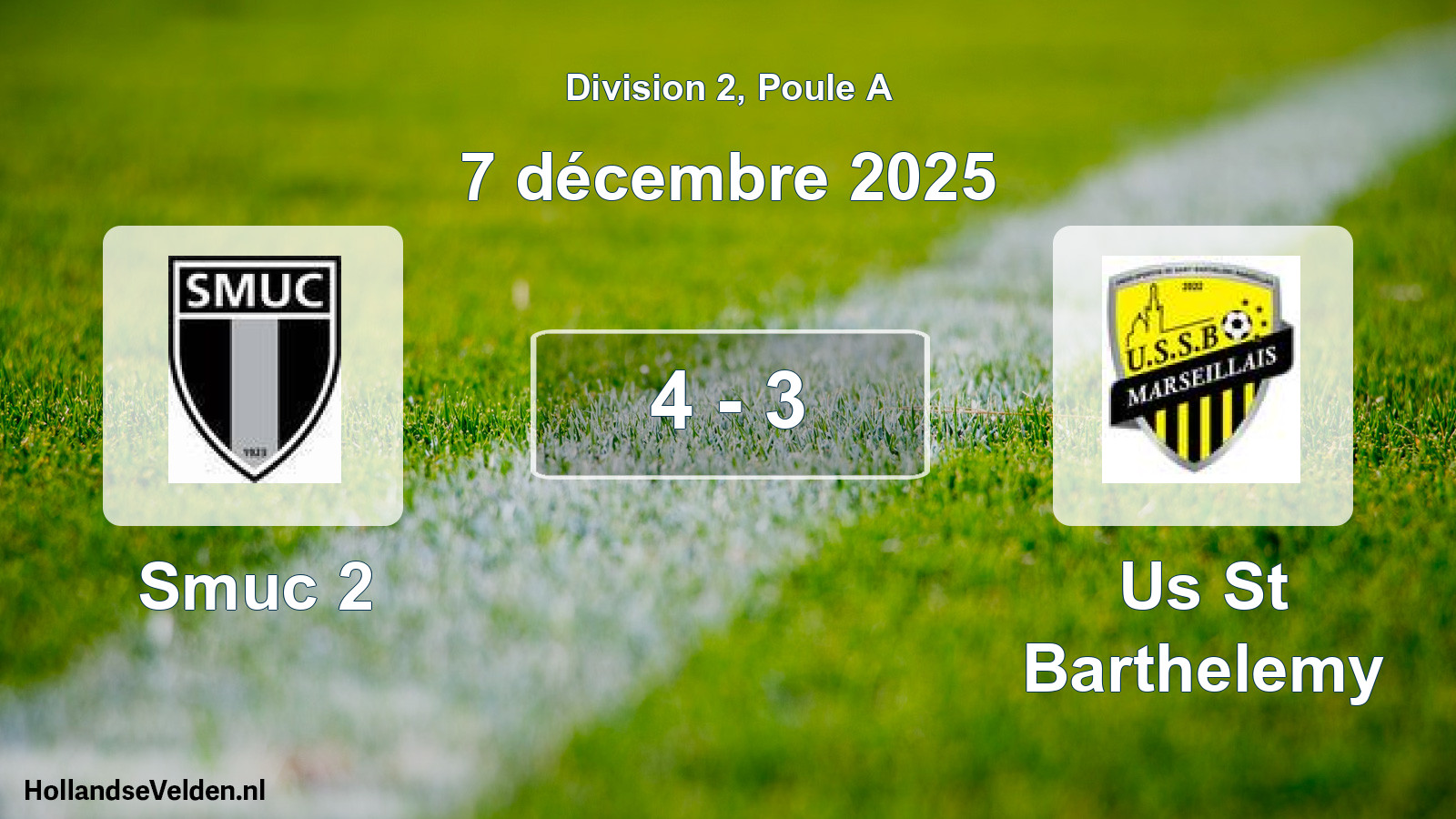 Match joué: Smuc 2 - Us St Barthelemy 4 - 3 (7 décembre 2025)