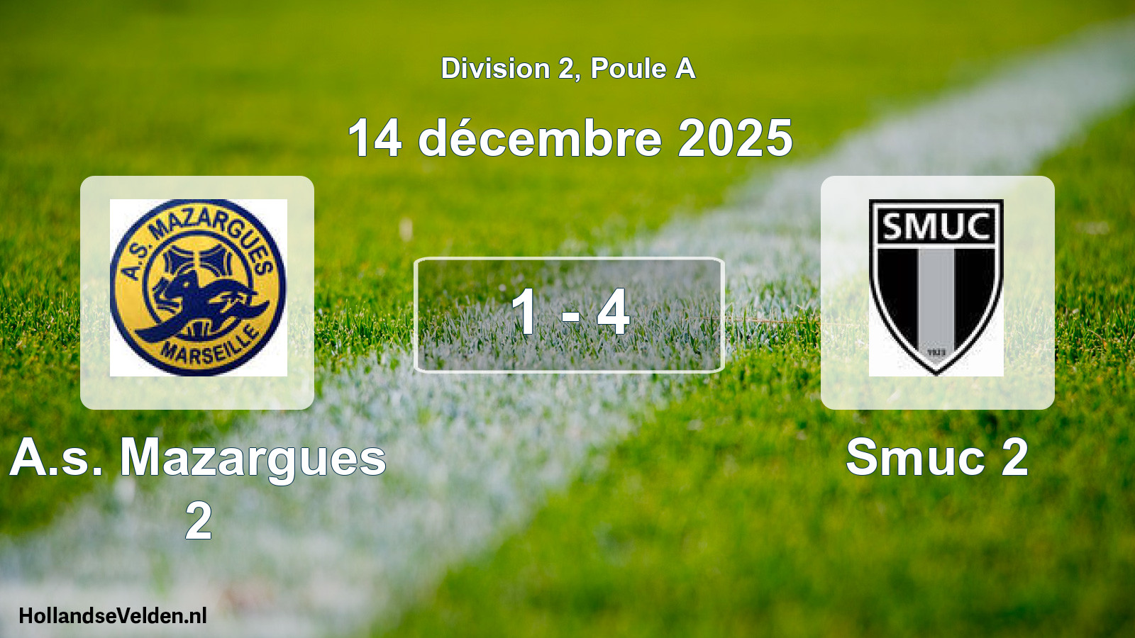 Match joué: A.s. Mazargues 2 - Smuc 2 1 - 4 (14 décembre 2025)