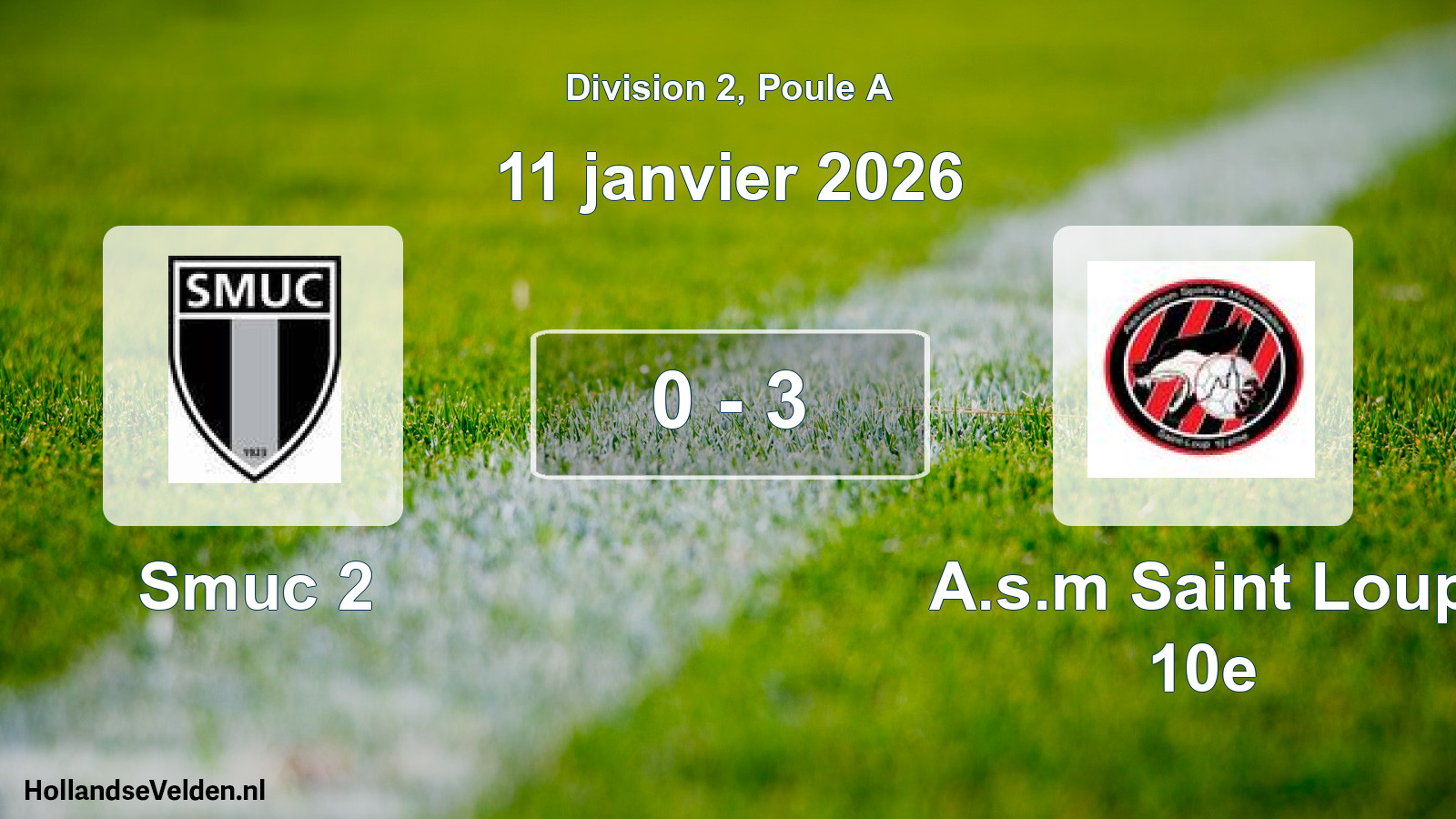 Match joué: Smuc 2 - A.s.m Saint Loup 10e 0 - 3 (11 janvier 2026)