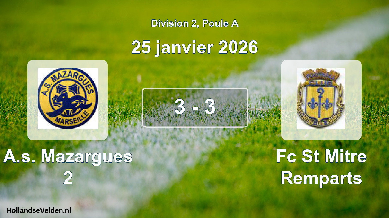 Match joué: A.s. Mazargues 2 - Fc St Mitre Remparts 3 - 3 (25 janvier 2026)