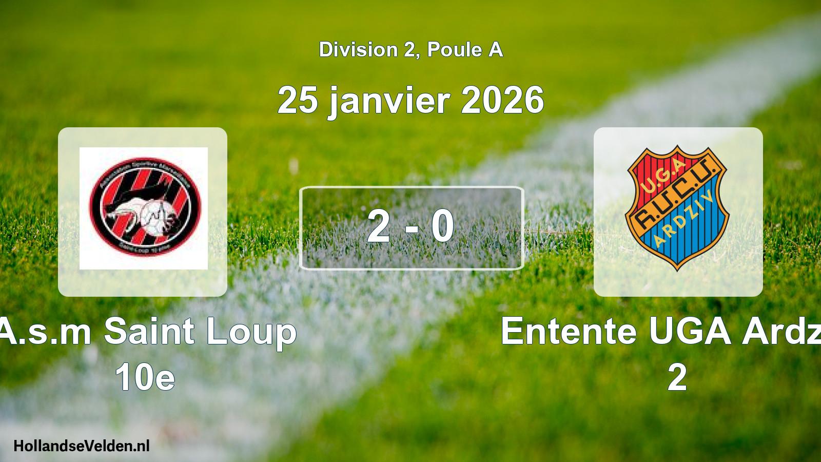 Total number of matches played: A.s.m Saint Loup 10e - Entente UGA Ardziv 2 2 - 0 (25 January 2026)