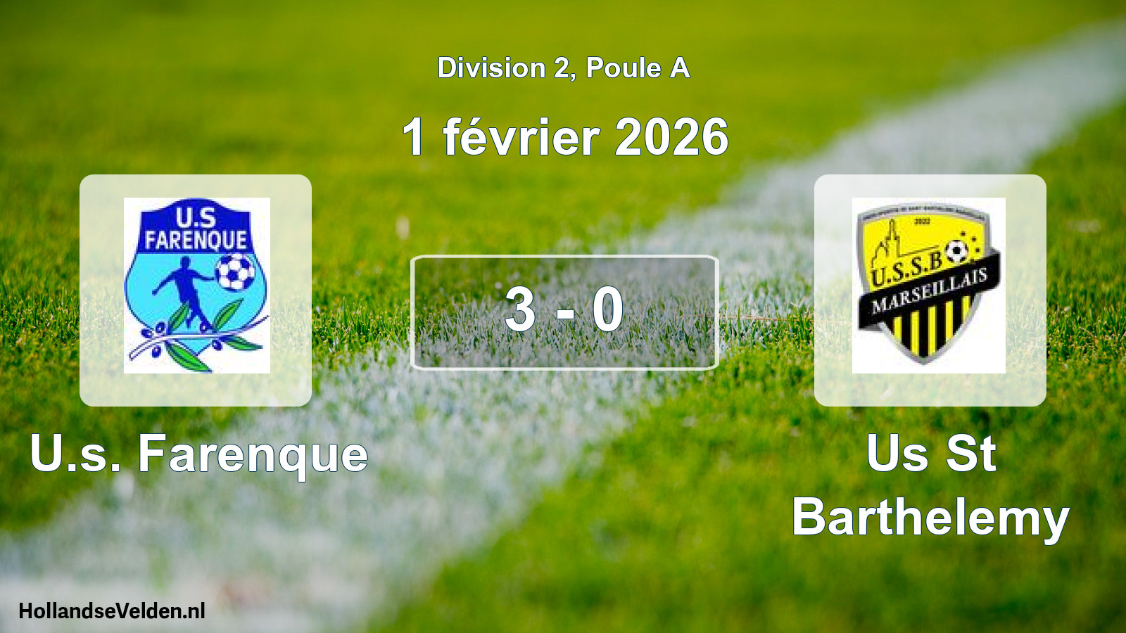 Match joué: U.s. Farenque - Us St Barthelemy 3 - 0 (1 février 2026)