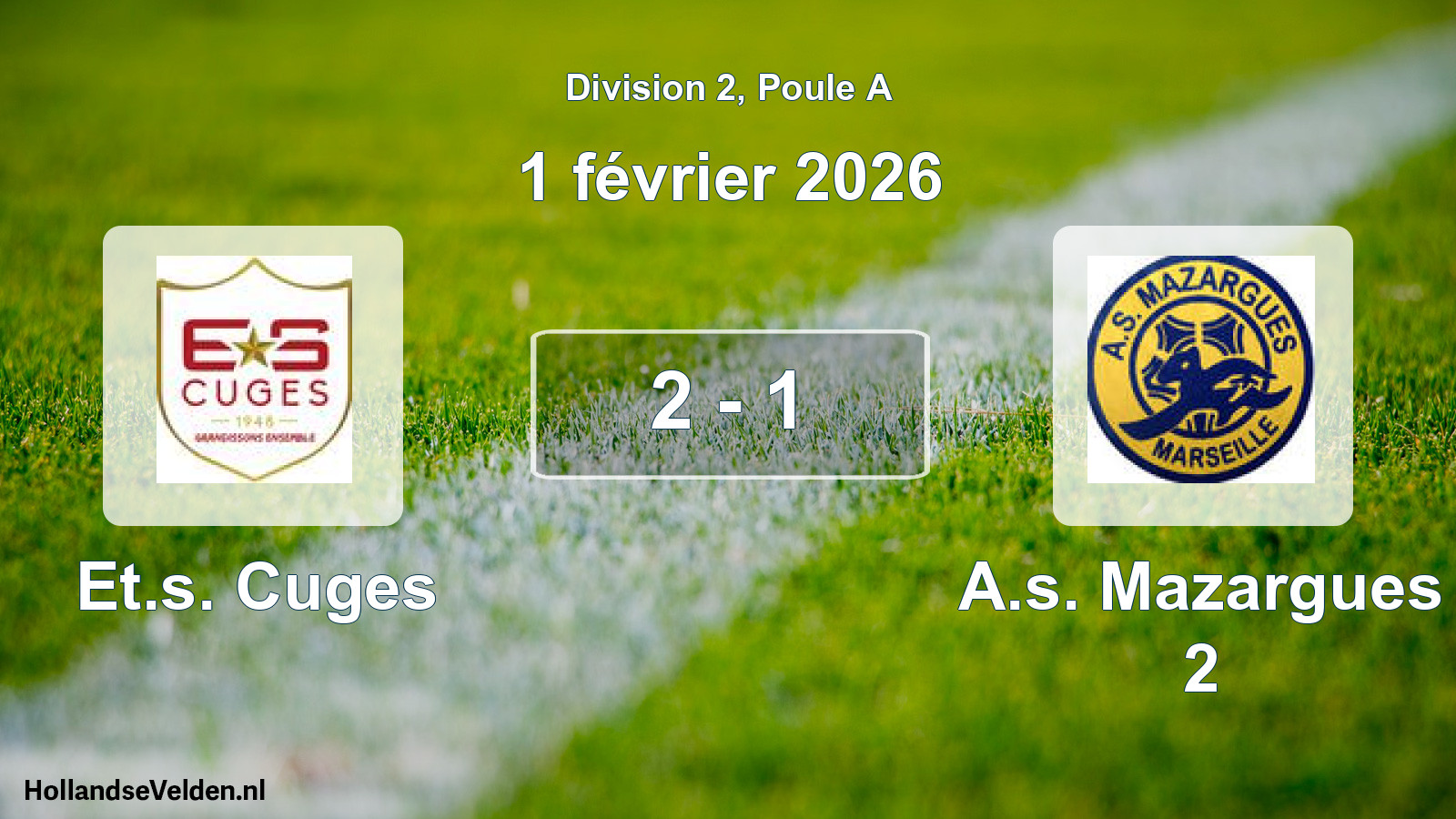 Match joué: Et.s. Cuges - A.s. Mazargues 2 2 - 1 (1 février 2026)