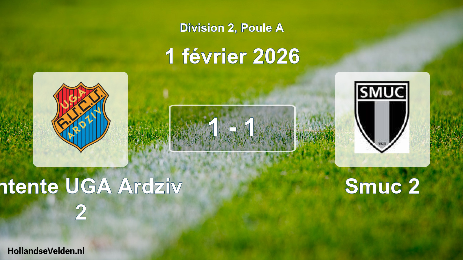 Total number of matches played: Entente UGA Ardziv 2 - Smuc 2 1 - 1 (1 February 2026)