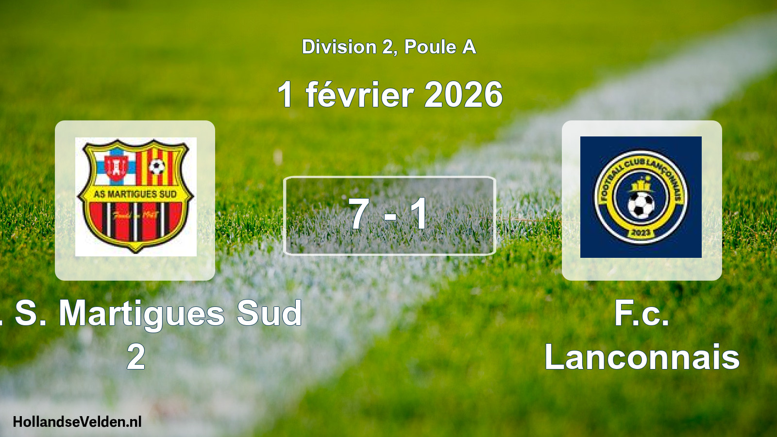 Total number of matches played: A. S. Martigues Sud 2 - F.c. Lanconnais 7 - 1 (1 February 2026)