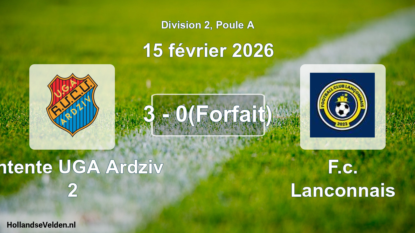 Total number of matches played: Entente UGA Ardziv 2 - F.c. Lanconnais 3 - 0(Forfait) (15 February 2026)