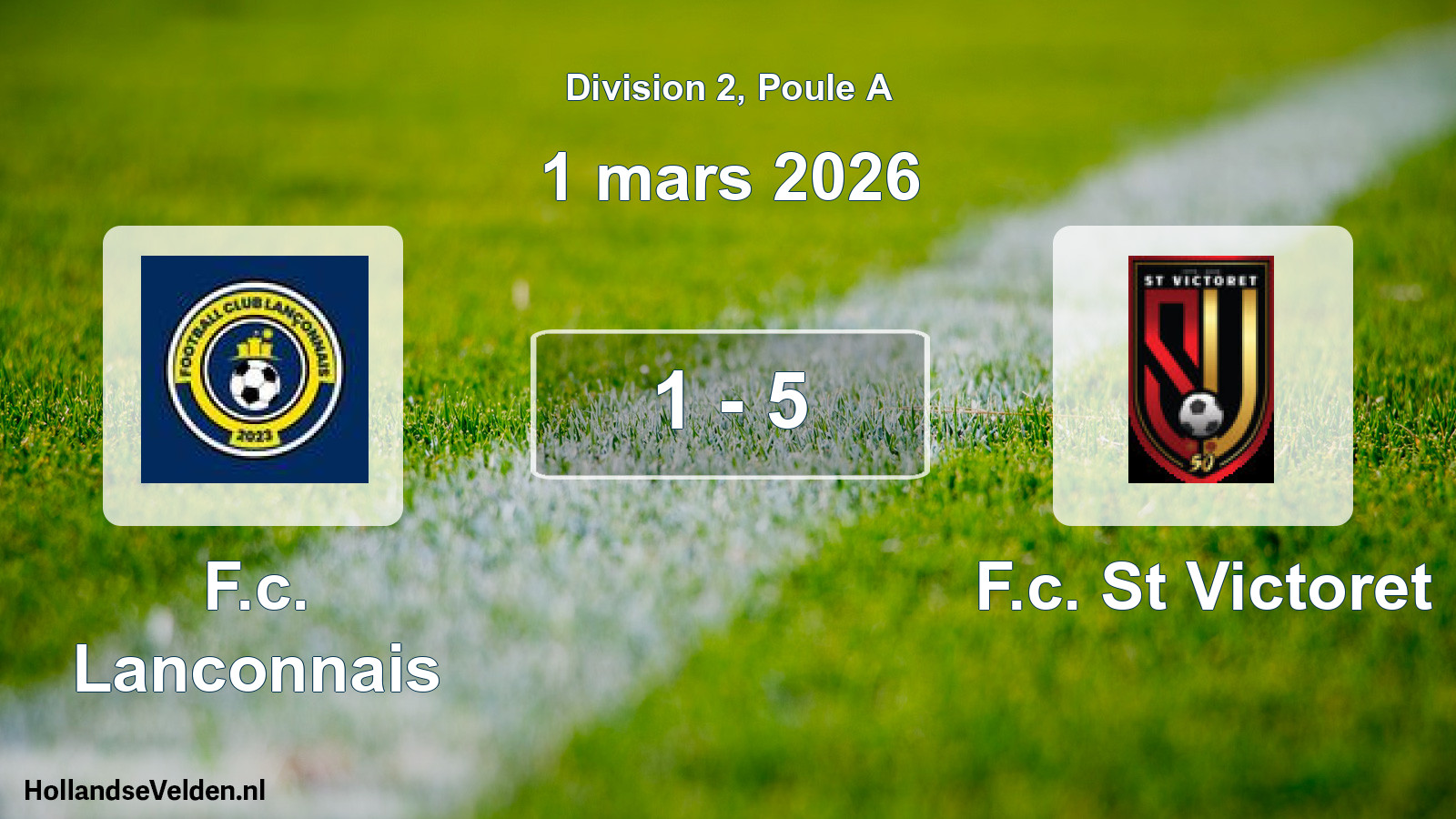 Match joué: F.c. Lanconnais - F.c. St Victoret 1 - 5 (1 mars 2026)