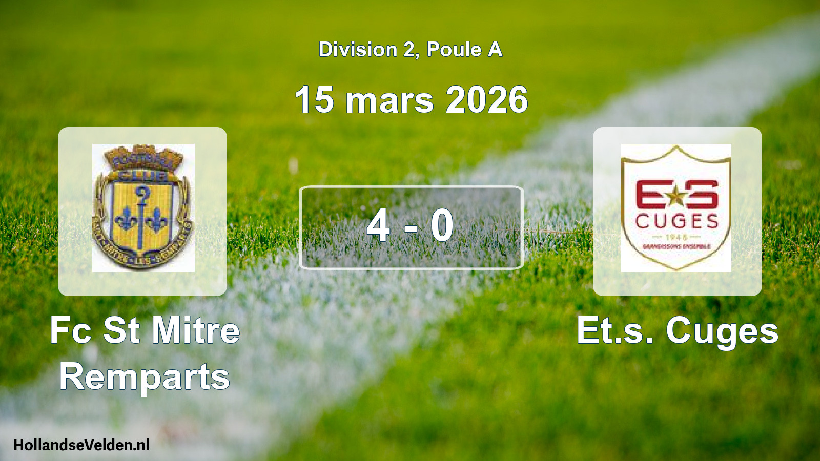 Match joué: Fc St Mitre Remparts - Et.s. Cuges 4 - 0 (15 mars 2026)