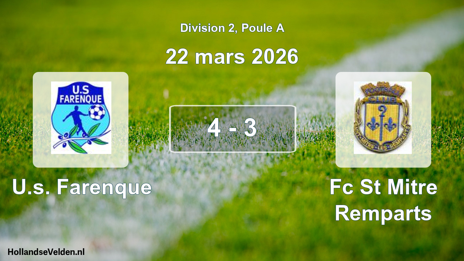 Total number of matches played: U.s. Farenque - Fc St Mitre Remparts 4 - 3 (22 March 2026)