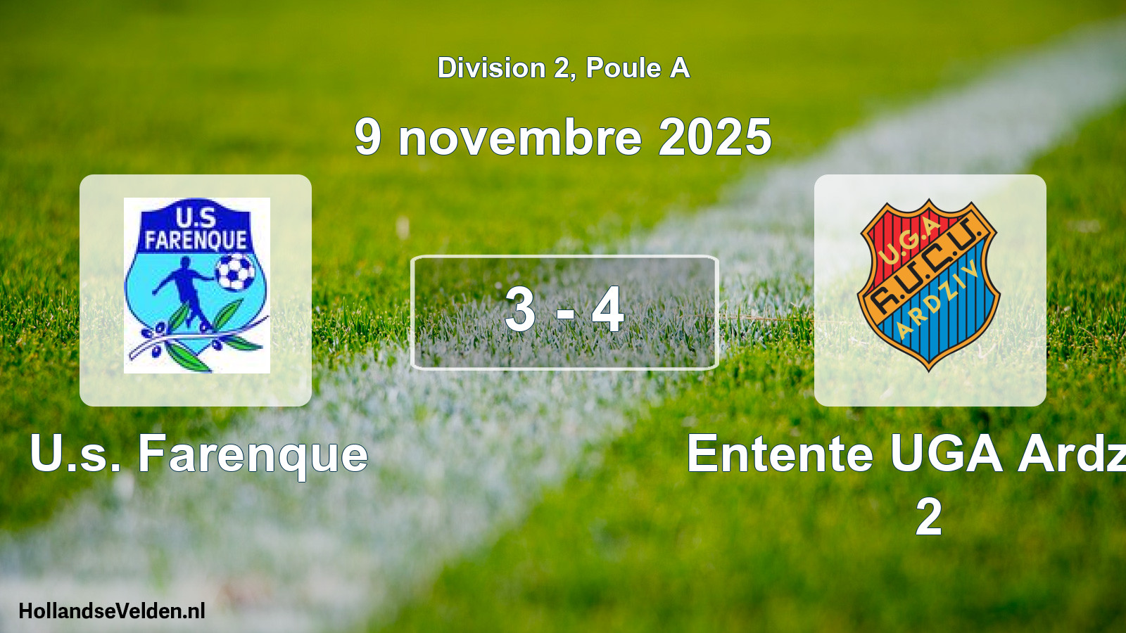 Total number of matches played: U.s. Farenque - Entente UGA Ardziv 2 3 - 4 (9 November 2025)