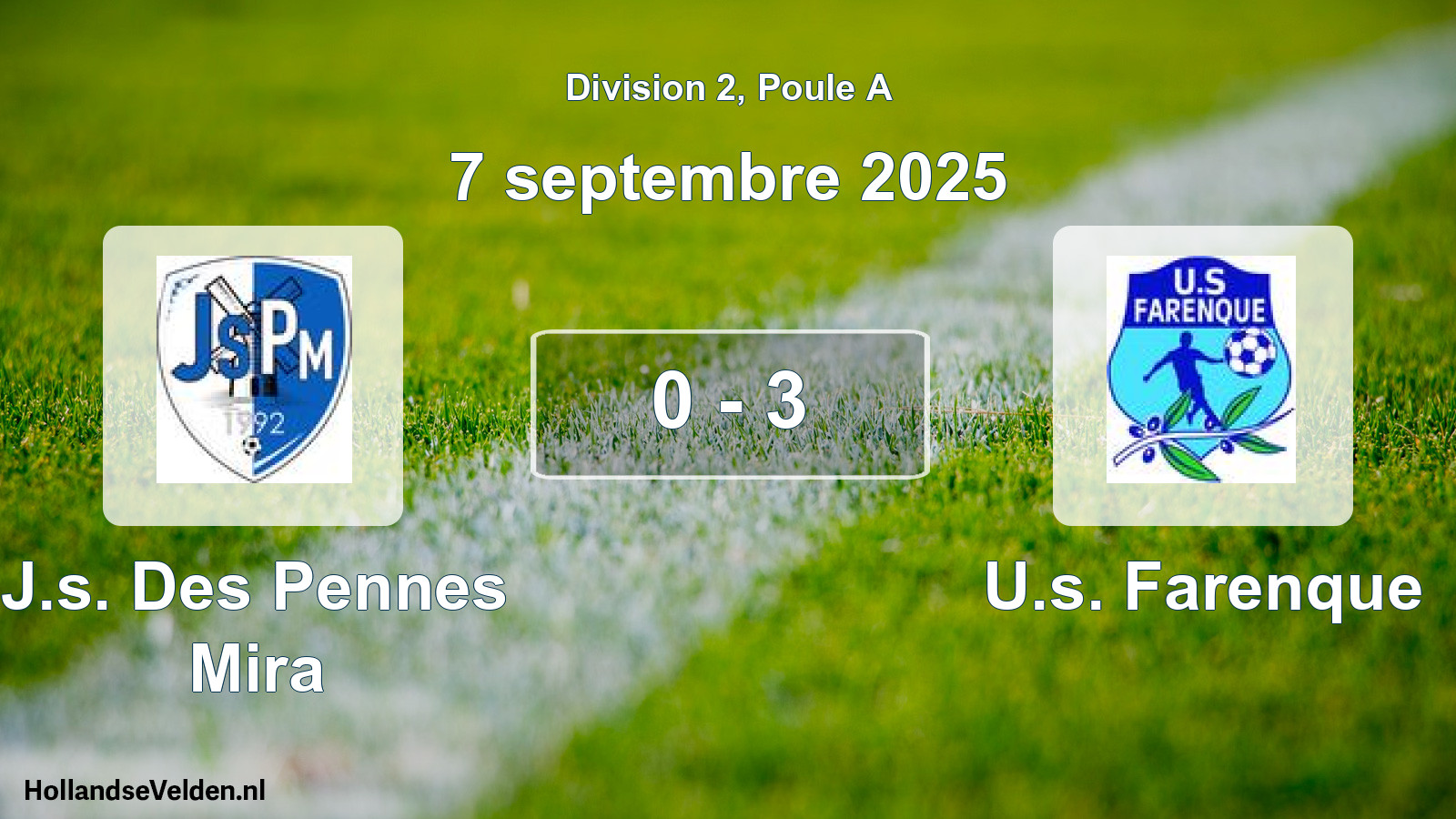 Total number of matches played: J.s. Des Pennes Mira - U.s. Farenque 0 - 3 (7 September 2025)